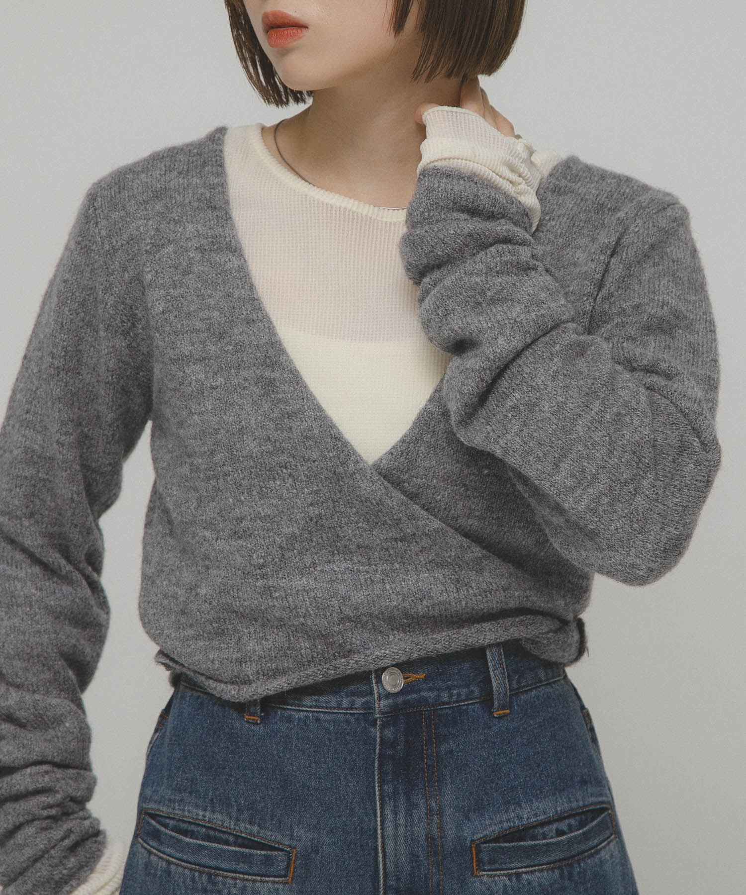 シアーベロアシャーリングスリーブトップス