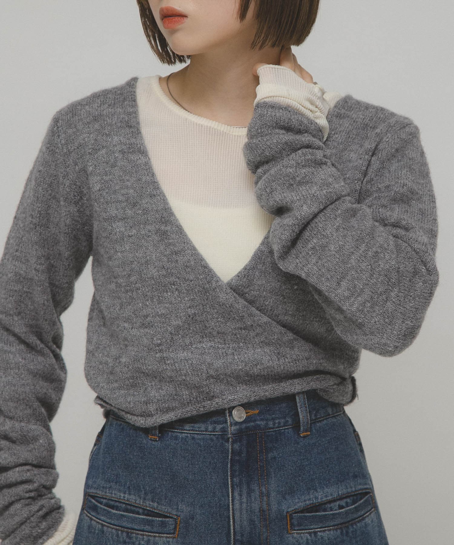 シアーベロアシャーリングスリーブトップス