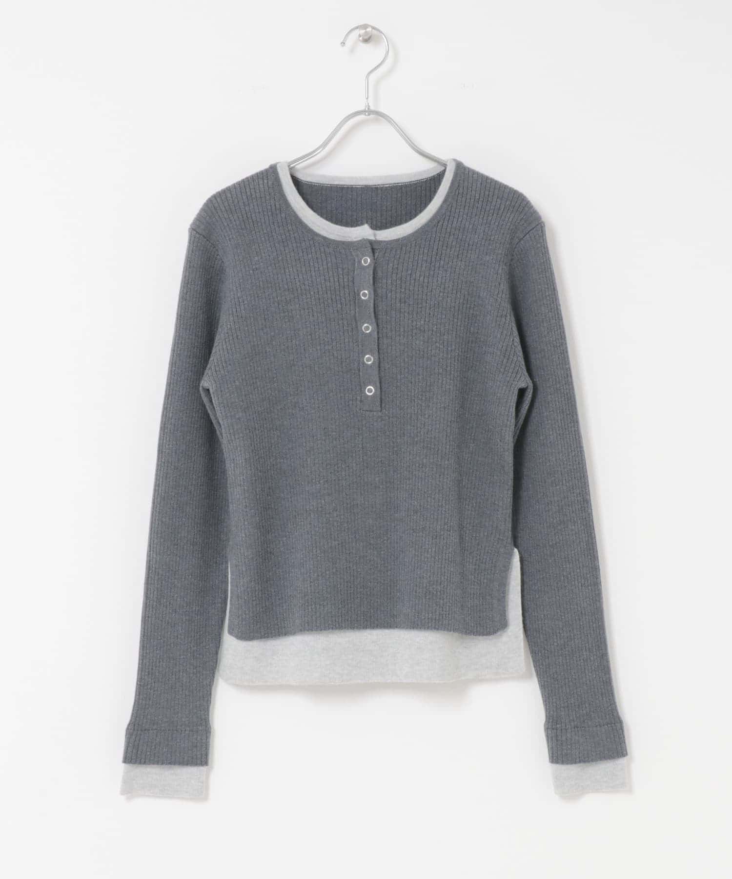 レイヤードライクヘンリーニット CCL×L.GRY one