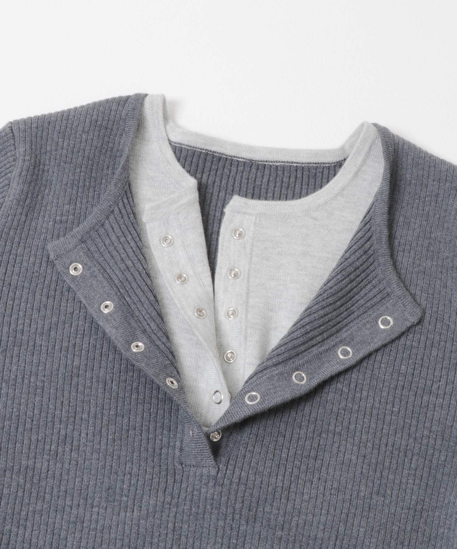 レイヤードライクヘンリーニット CCL×L.GRY one