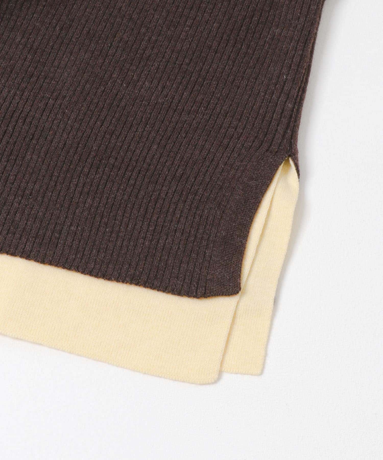 レイヤードライクヘンリーニット BROWN×YEL one