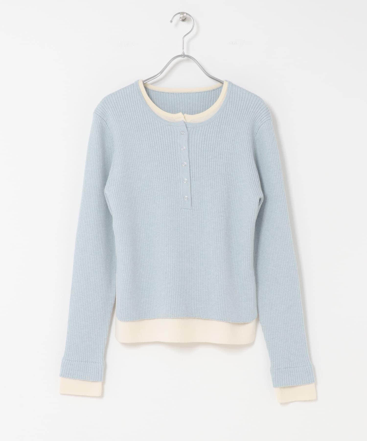 レイヤードライクヘンリーニット L.BLU×OFF one