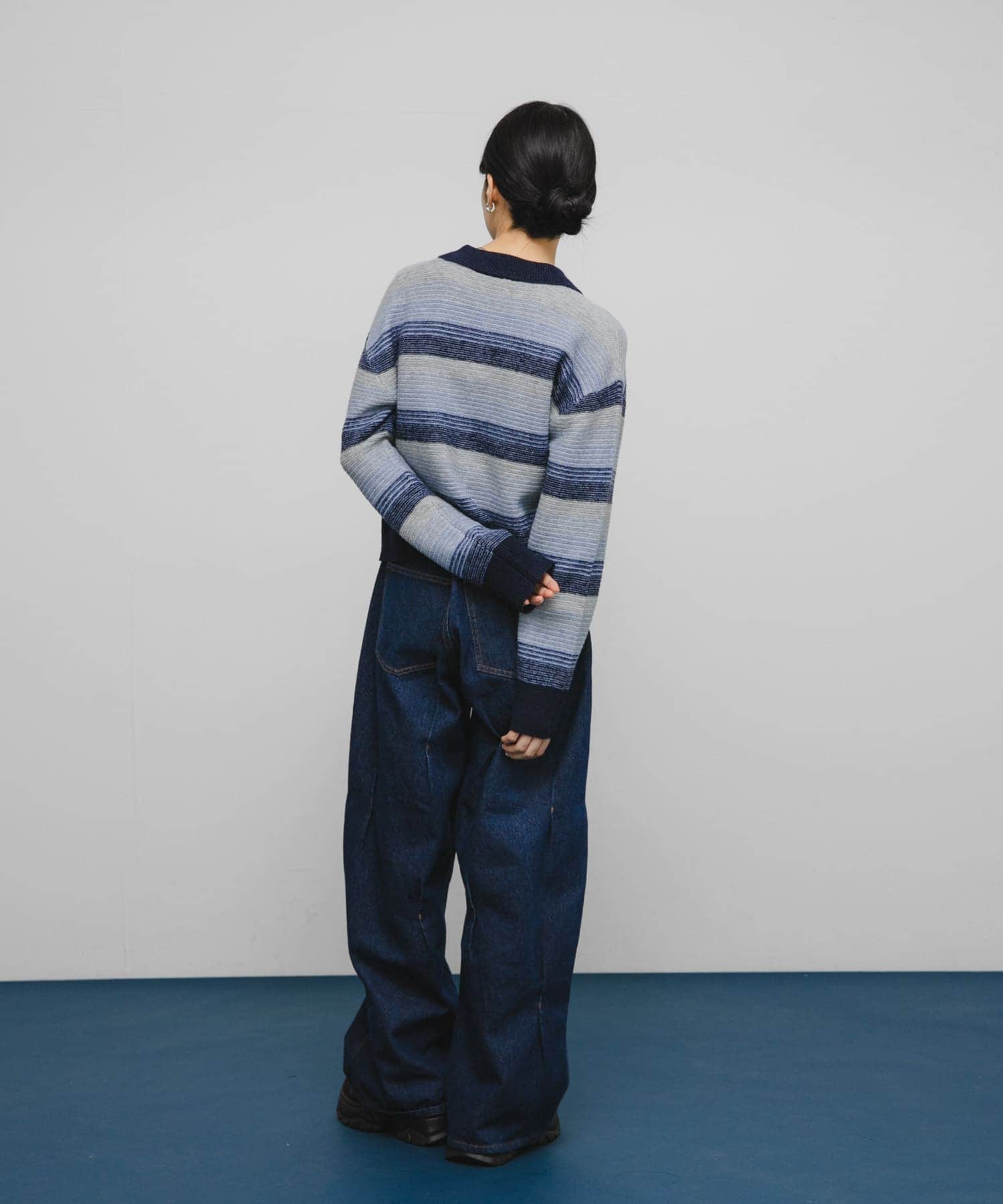 グラデーションボーダーカーディガン NAVY MIX one