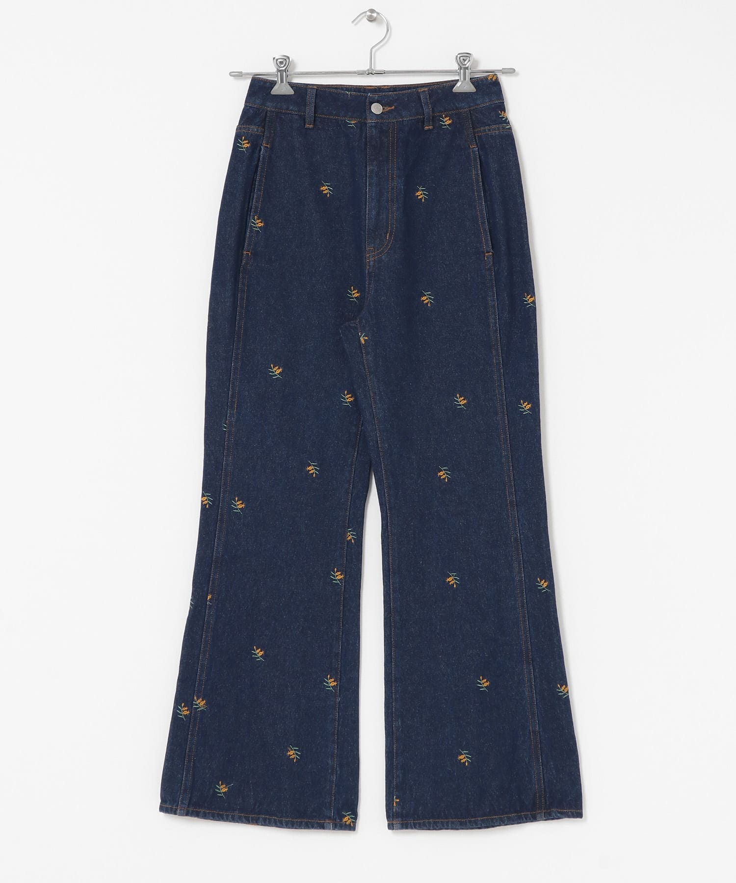シームポケットフレアデニム BLUE刺繍 36