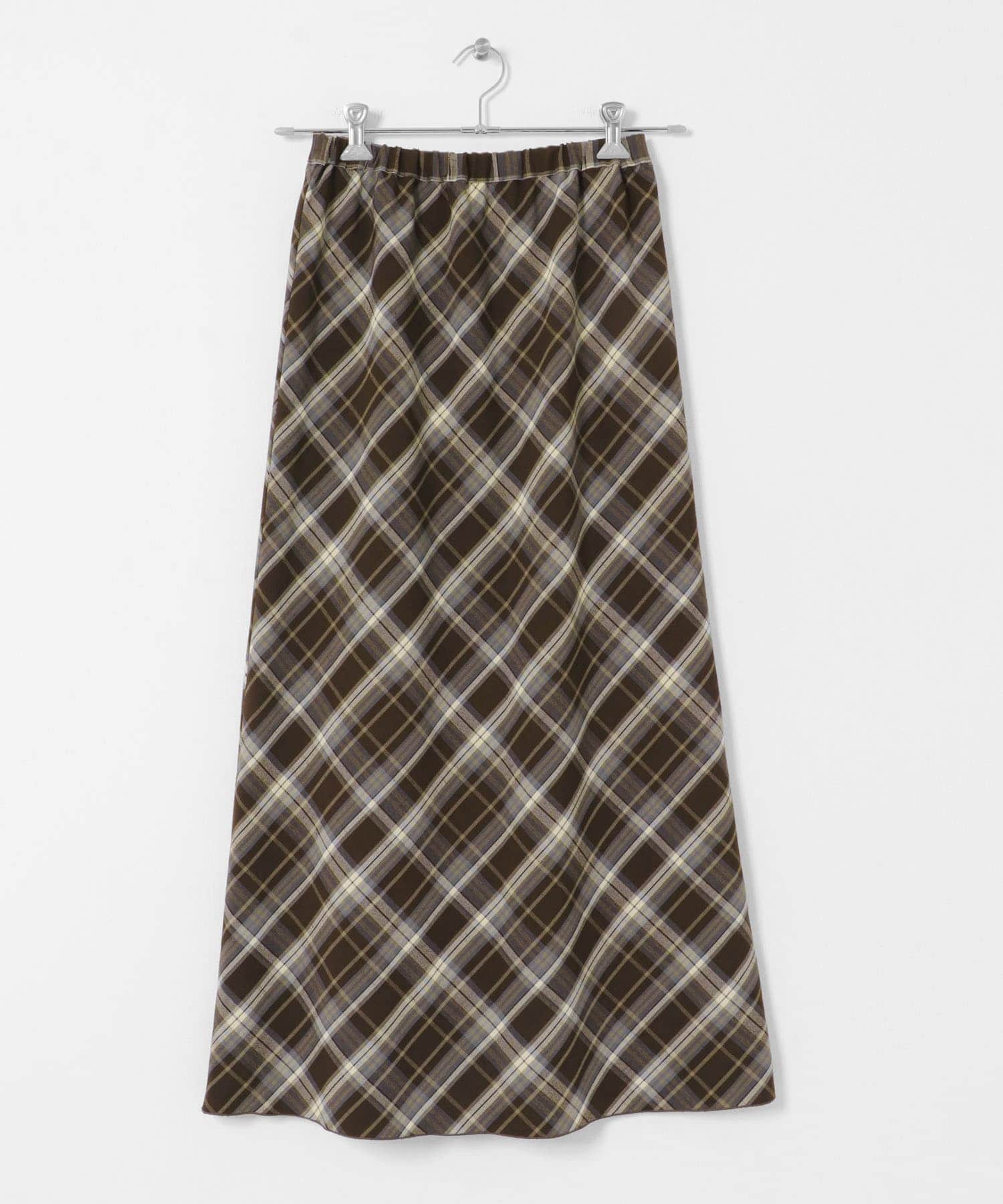 チェックナロースカート BROWN One
