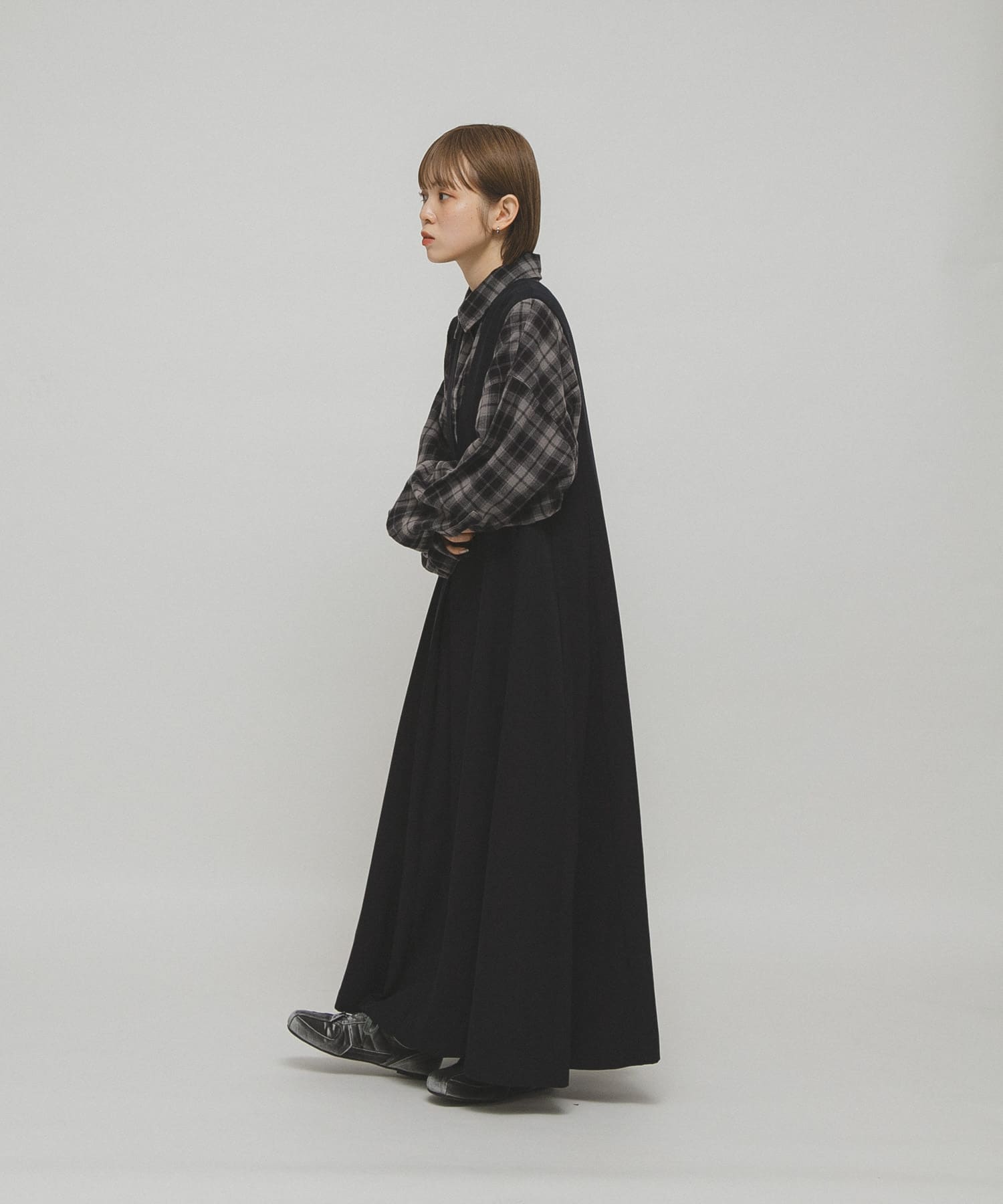 『一部WEB限定カラー』2WAYフレアジャンパースカート NAVY 36