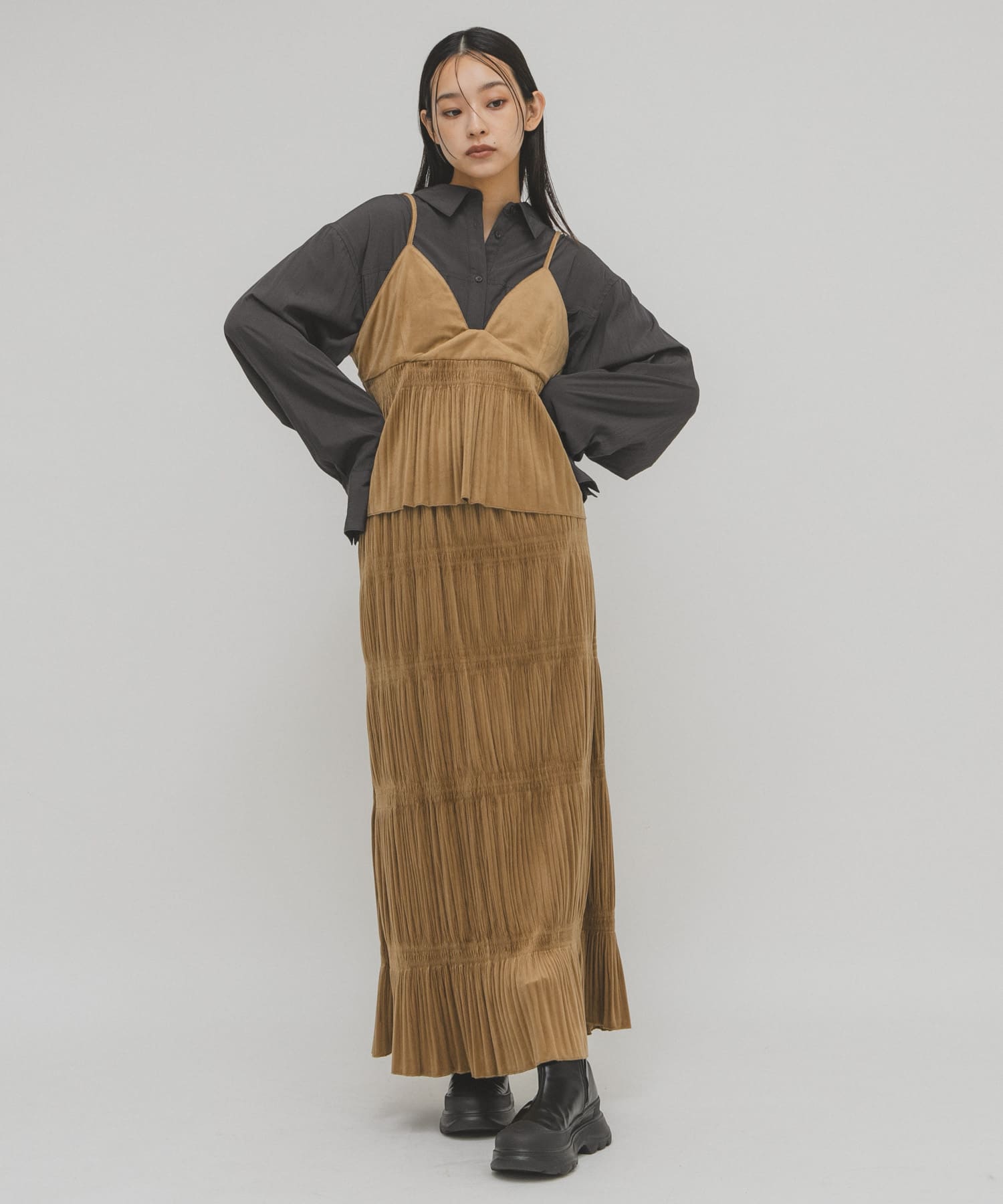 マジョリカプリーツセパレートワンピース(one CAMEL): ワンピース