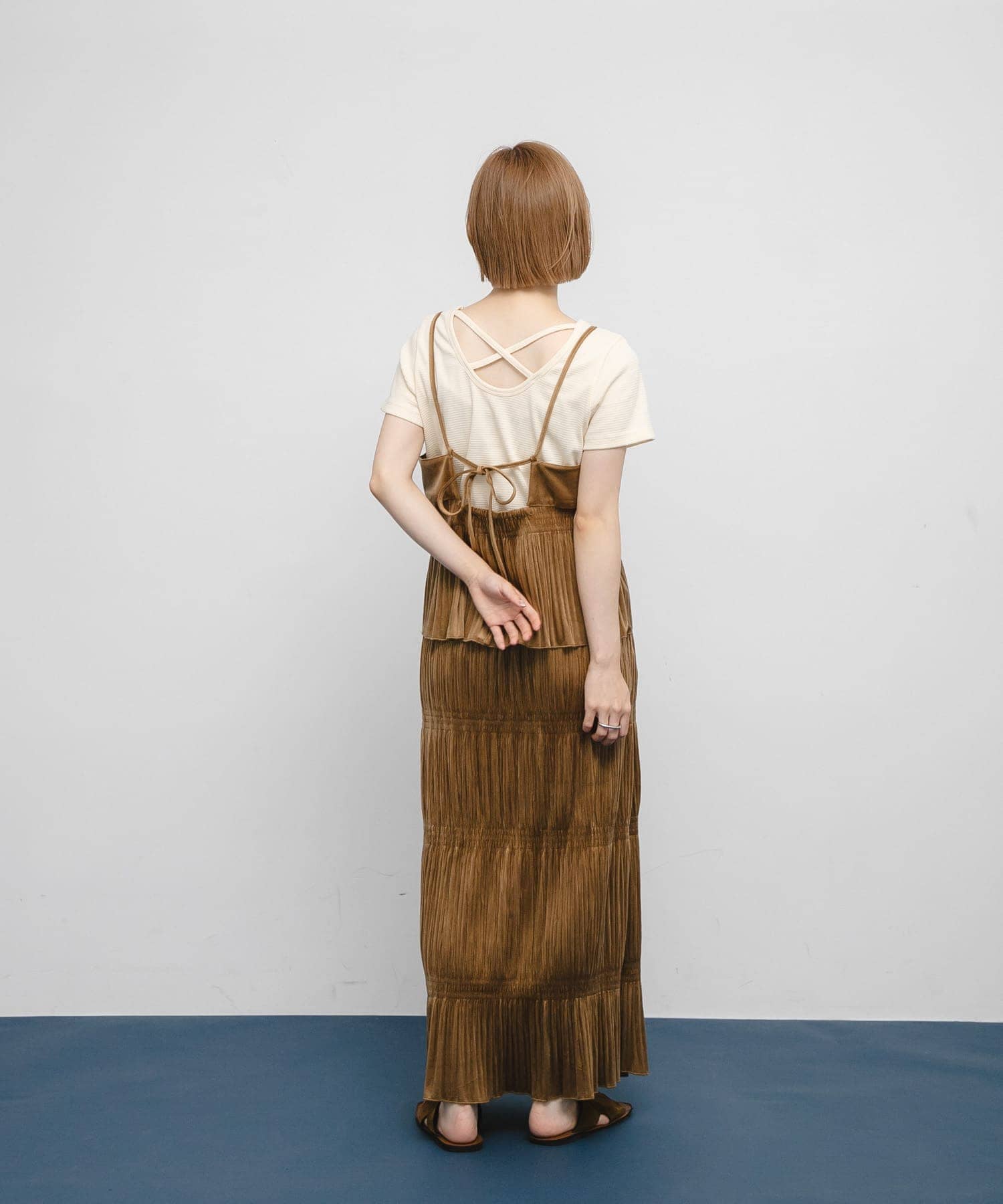 マジョリカプリーツセパレートワンピース CAMEL one