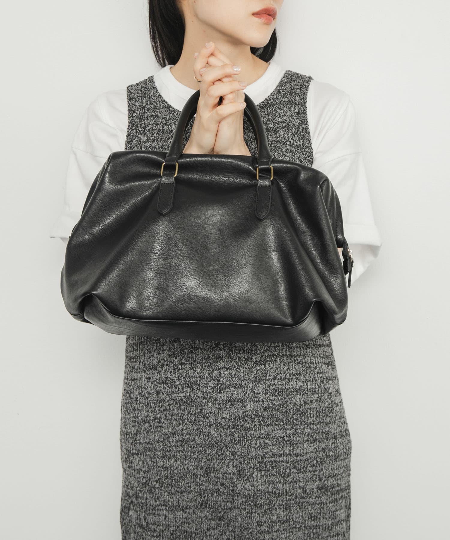 ガマグチボストンBAG BLACK one
