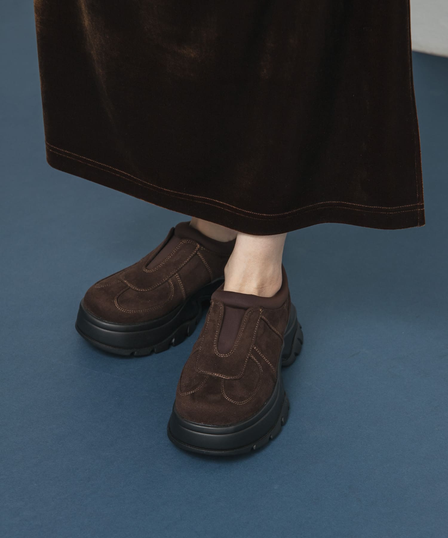 ステッチデザインスリッポン BROWN 36