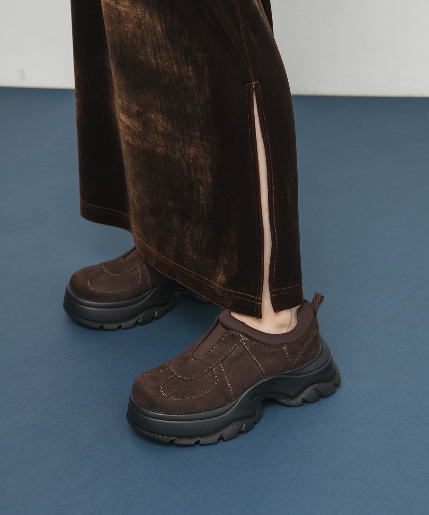 ステッチデザインスリッポン BROWN 36