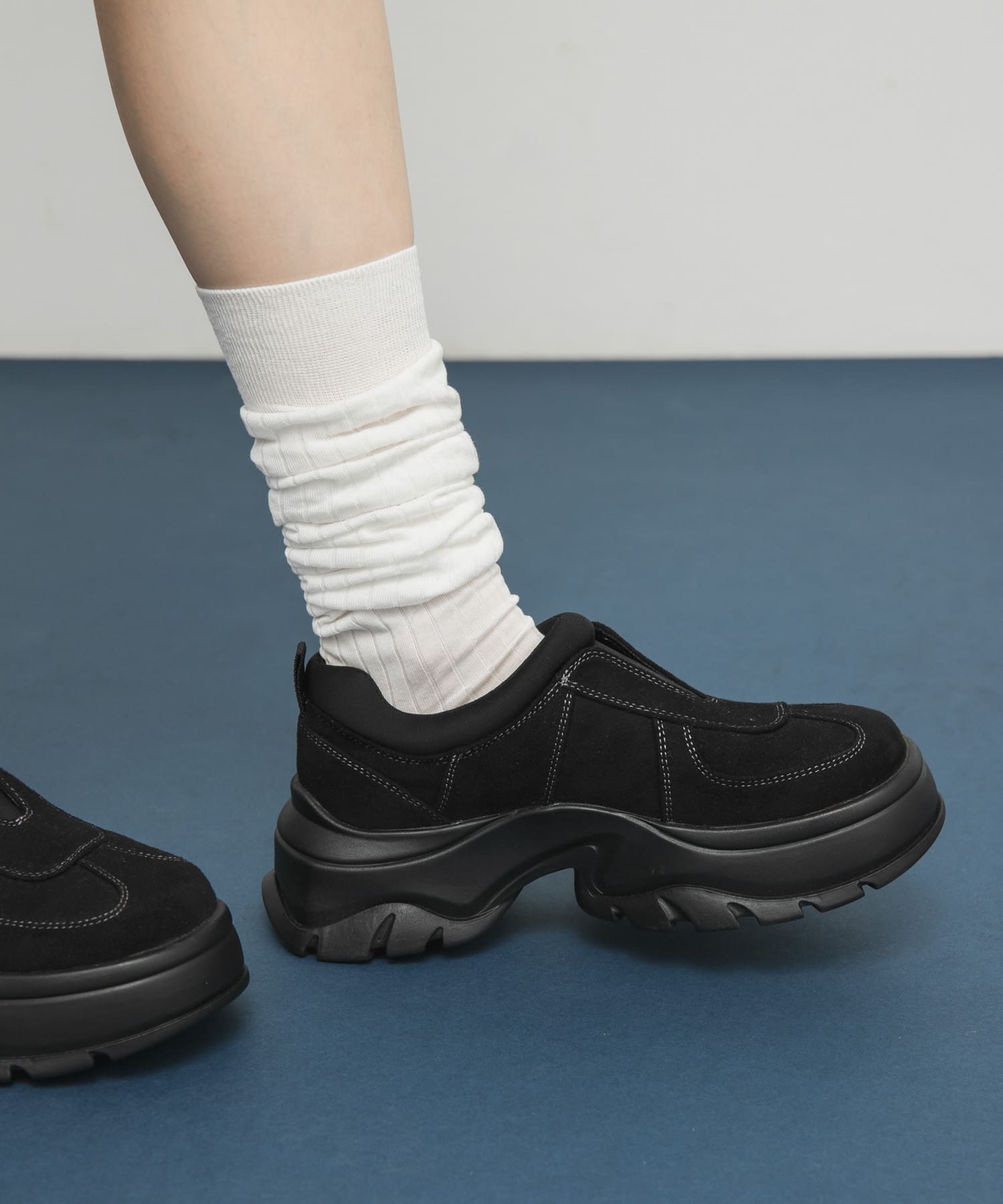 ステッチデザインスリッポン BLACK 36