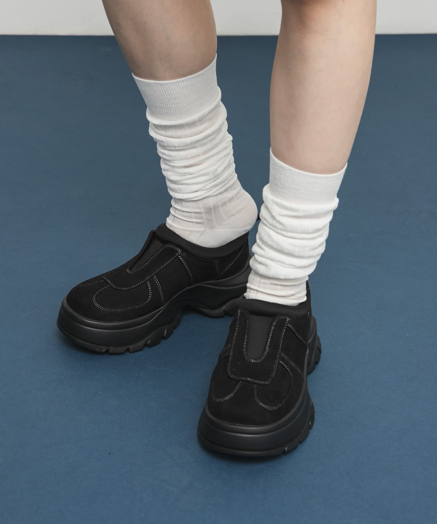 ステッチデザインスリッポン BLACK 36