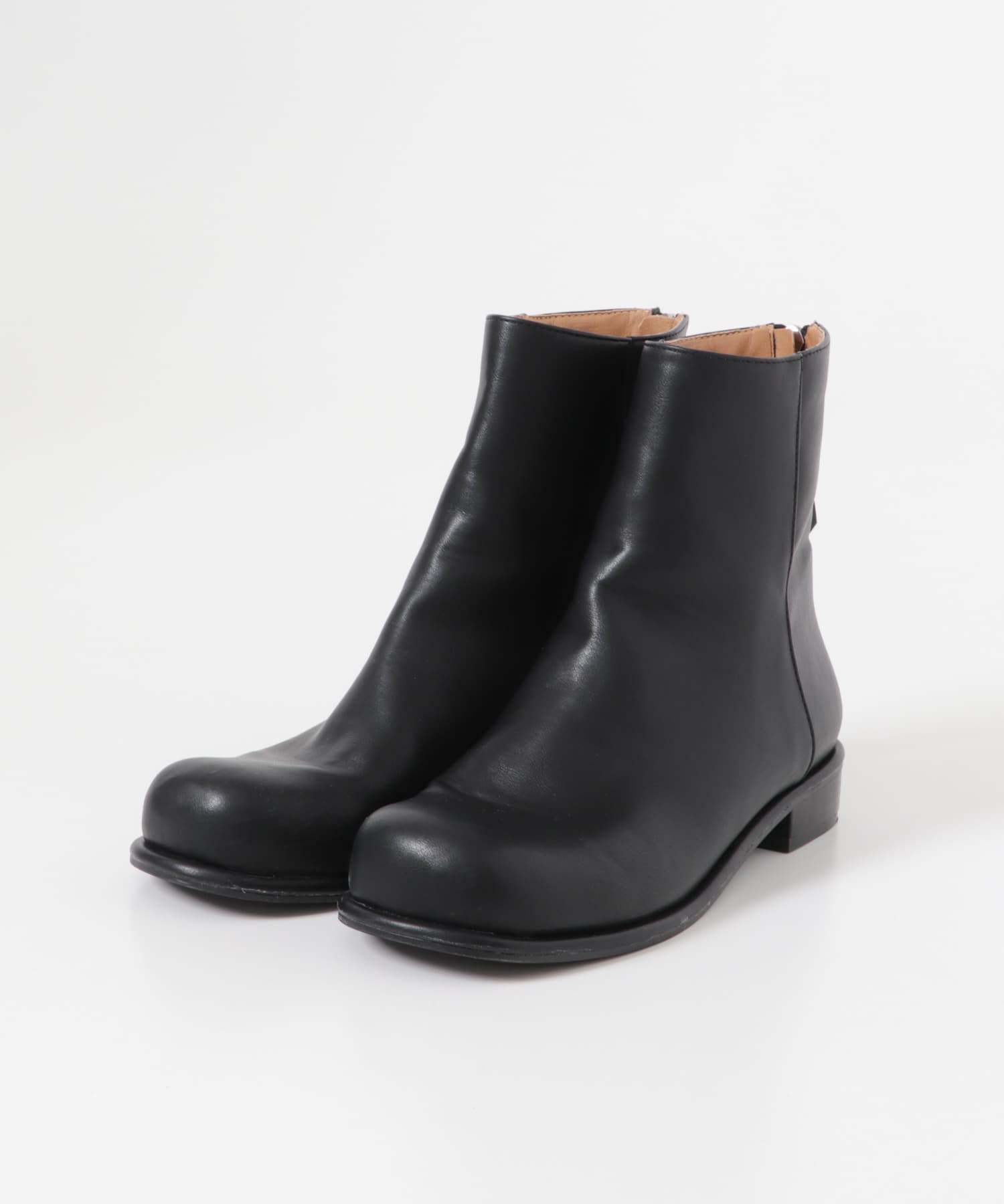 プランプトゥショートブーツ BLACK 36