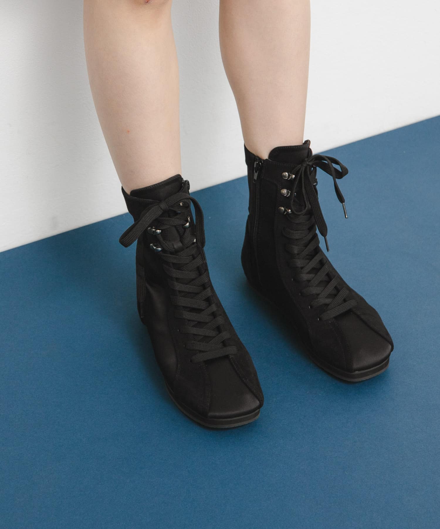 レースアップハイカットスニーカー BLACK 36