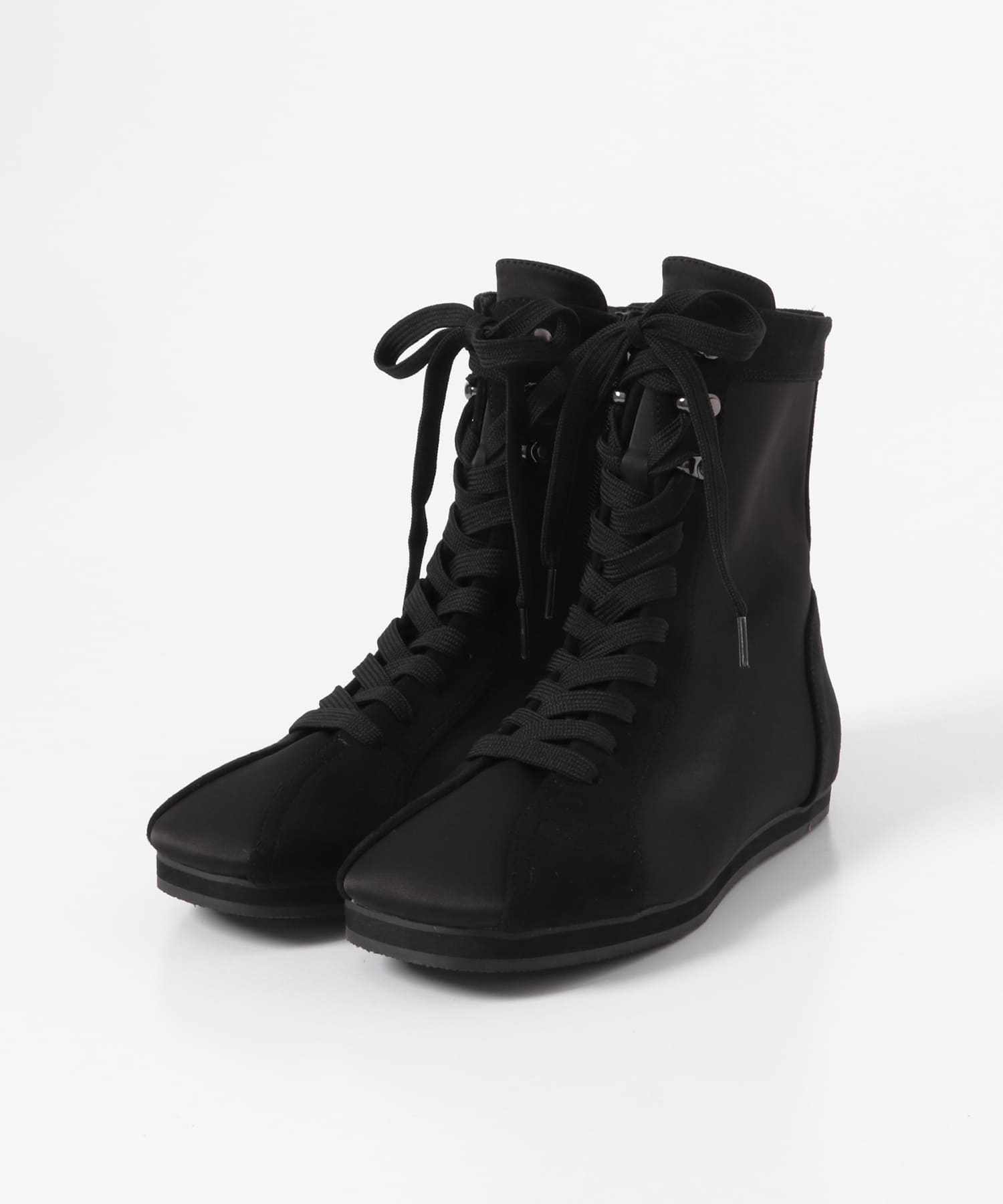 レースアップハイカットスニーカー BLACK 36