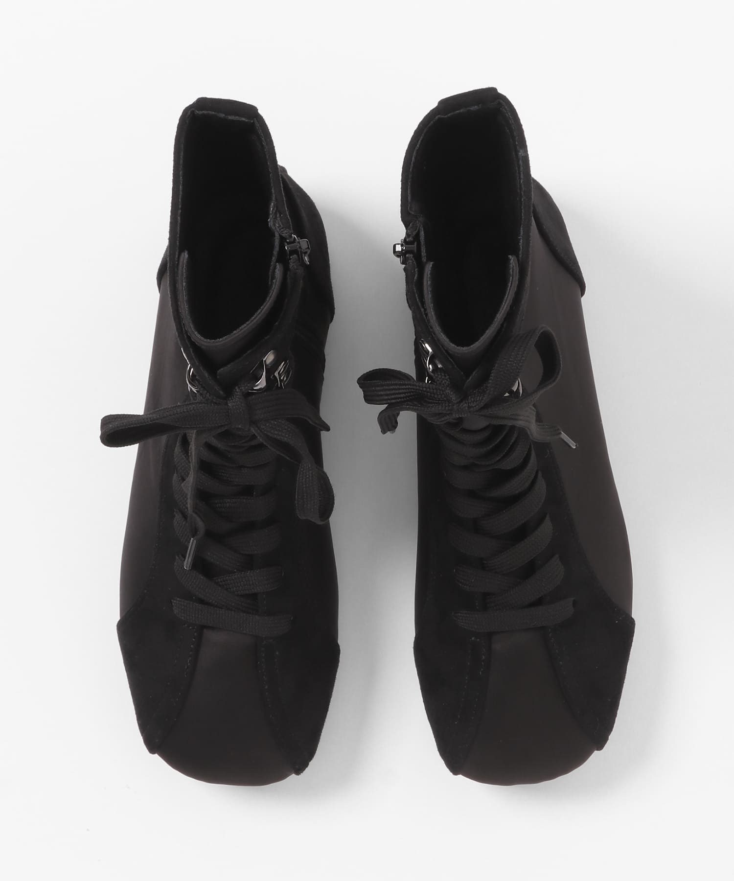 レースアップハイカットスニーカー BLACK 36