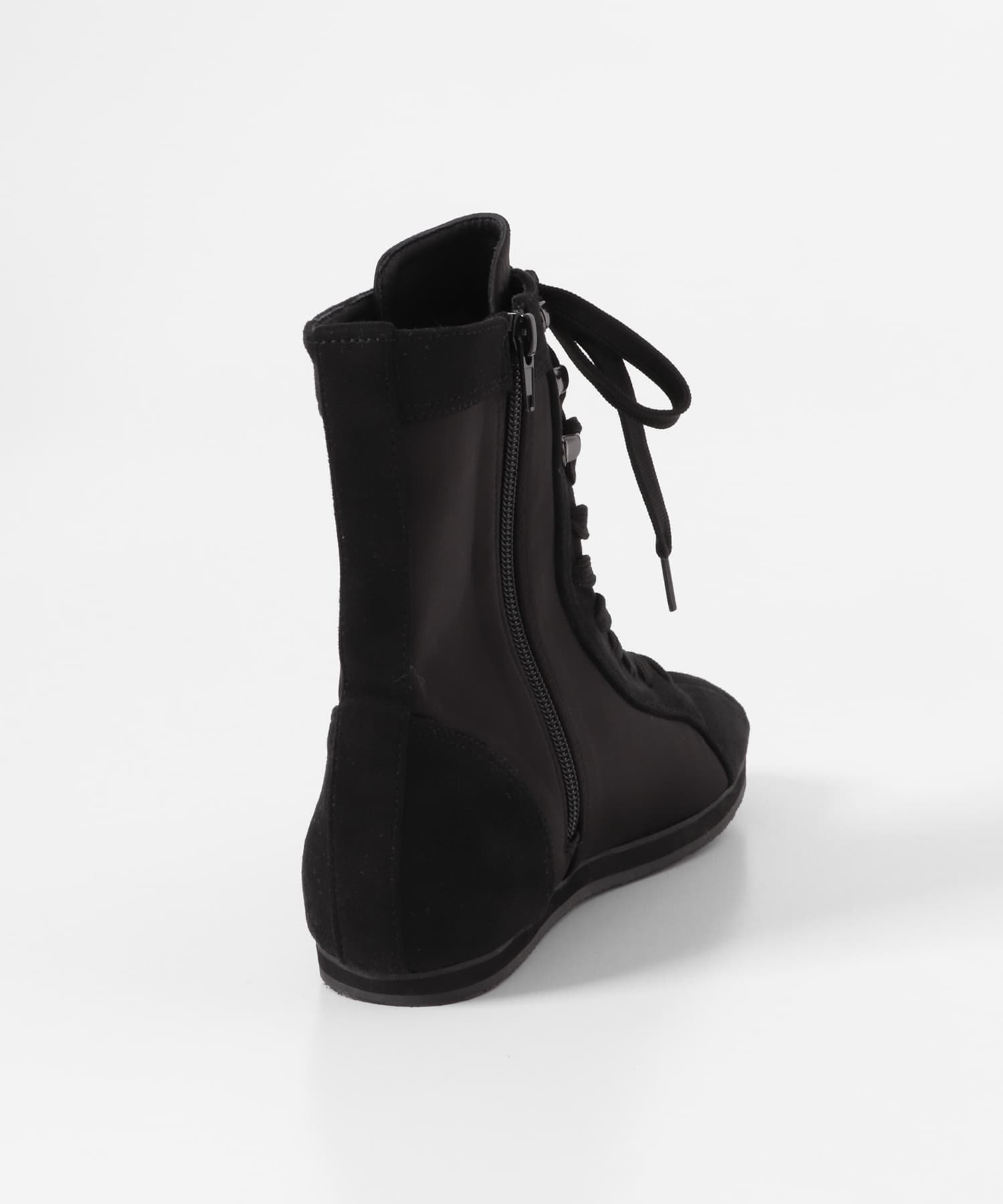 レースアップハイカットスニーカー BLACK 36