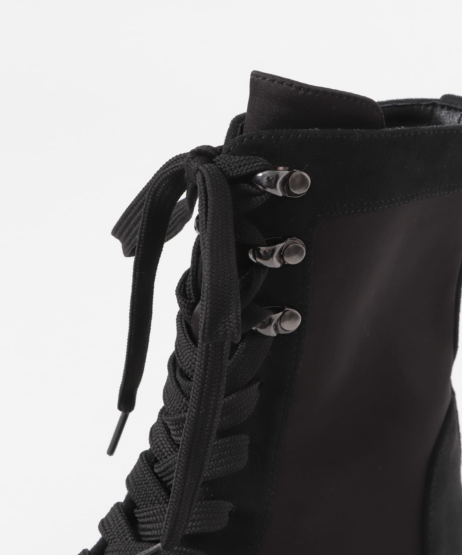 レースアップハイカットスニーカー BLACK 36
