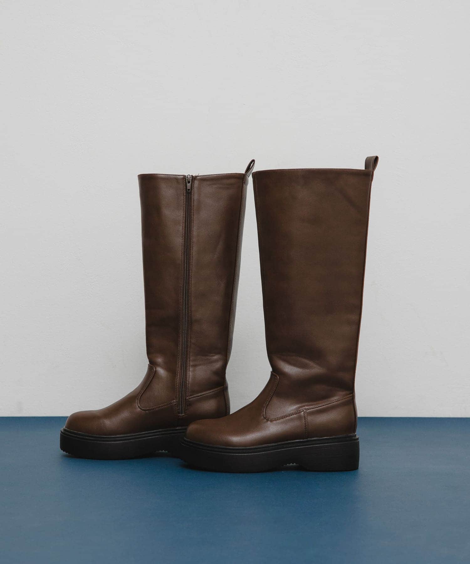 プラットフォームロングブーツ BROWN S