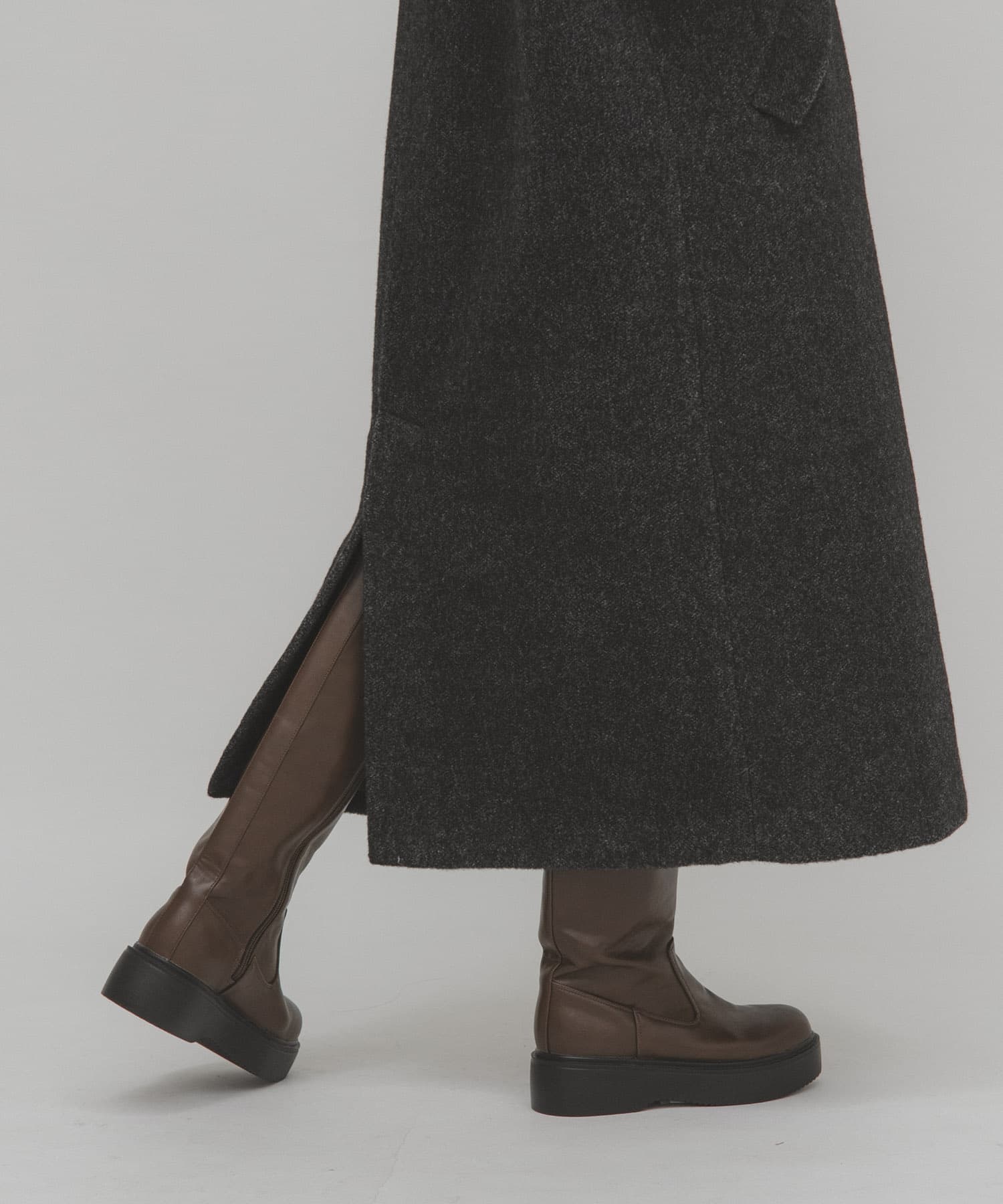 プラットフォームロングブーツ BROWN S