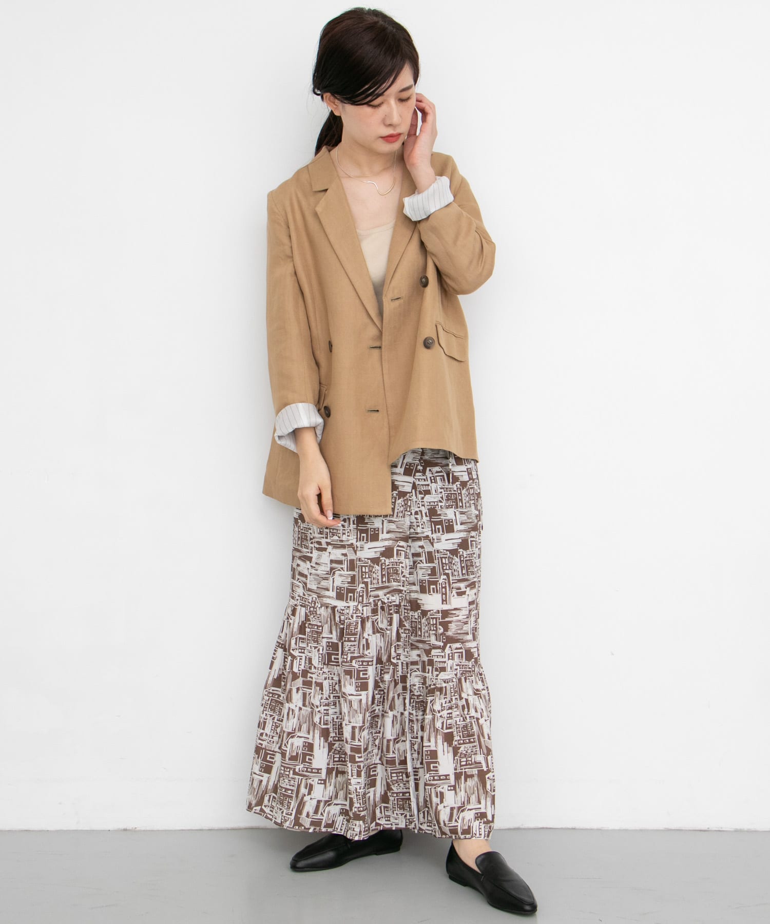 townプリントマルチWAYスカート∴ BROWN one