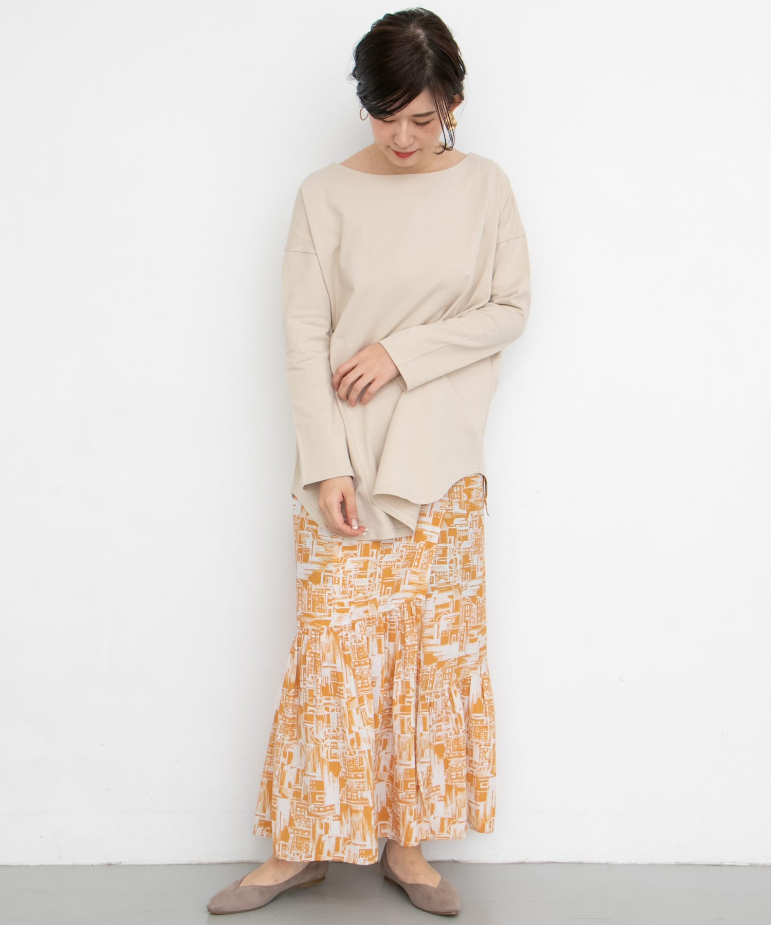 townプリントマルチWAYスカート∴ ORANGE one