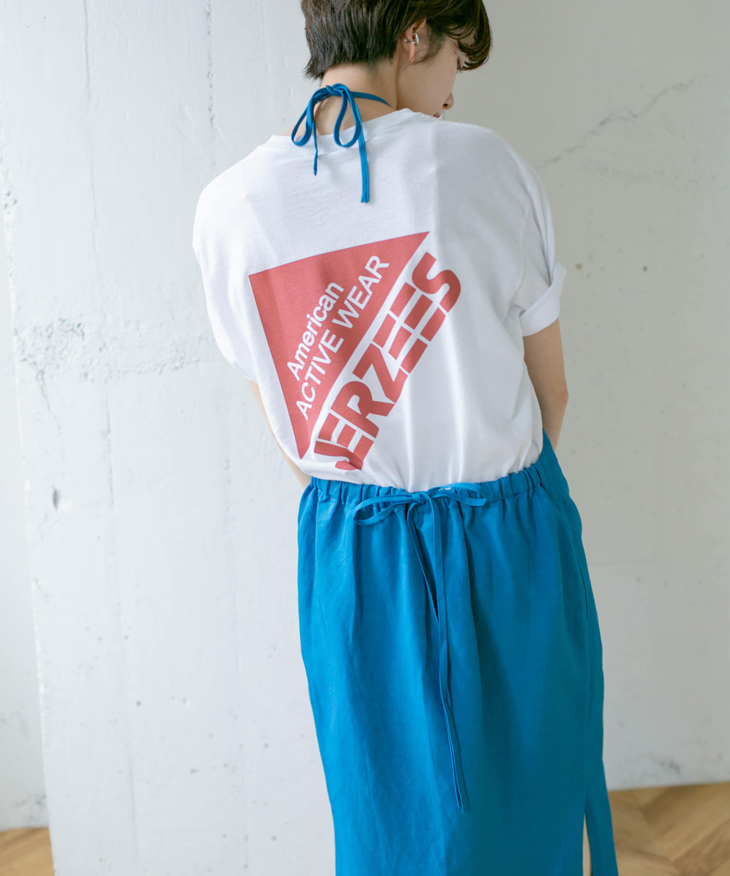 エプロンネックワンピース∴ BLUE one