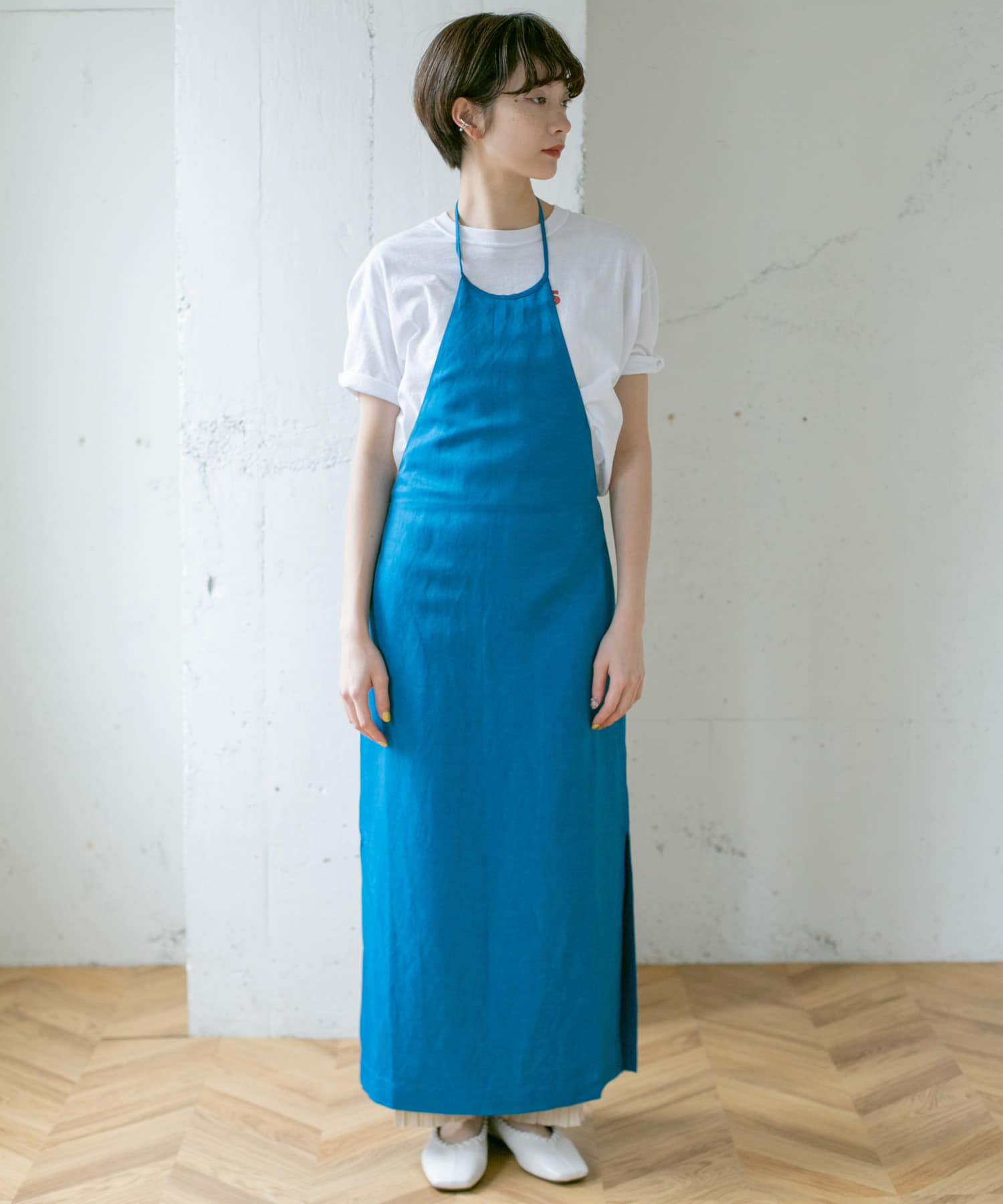 エプロンネックワンピース∴ BLUE one