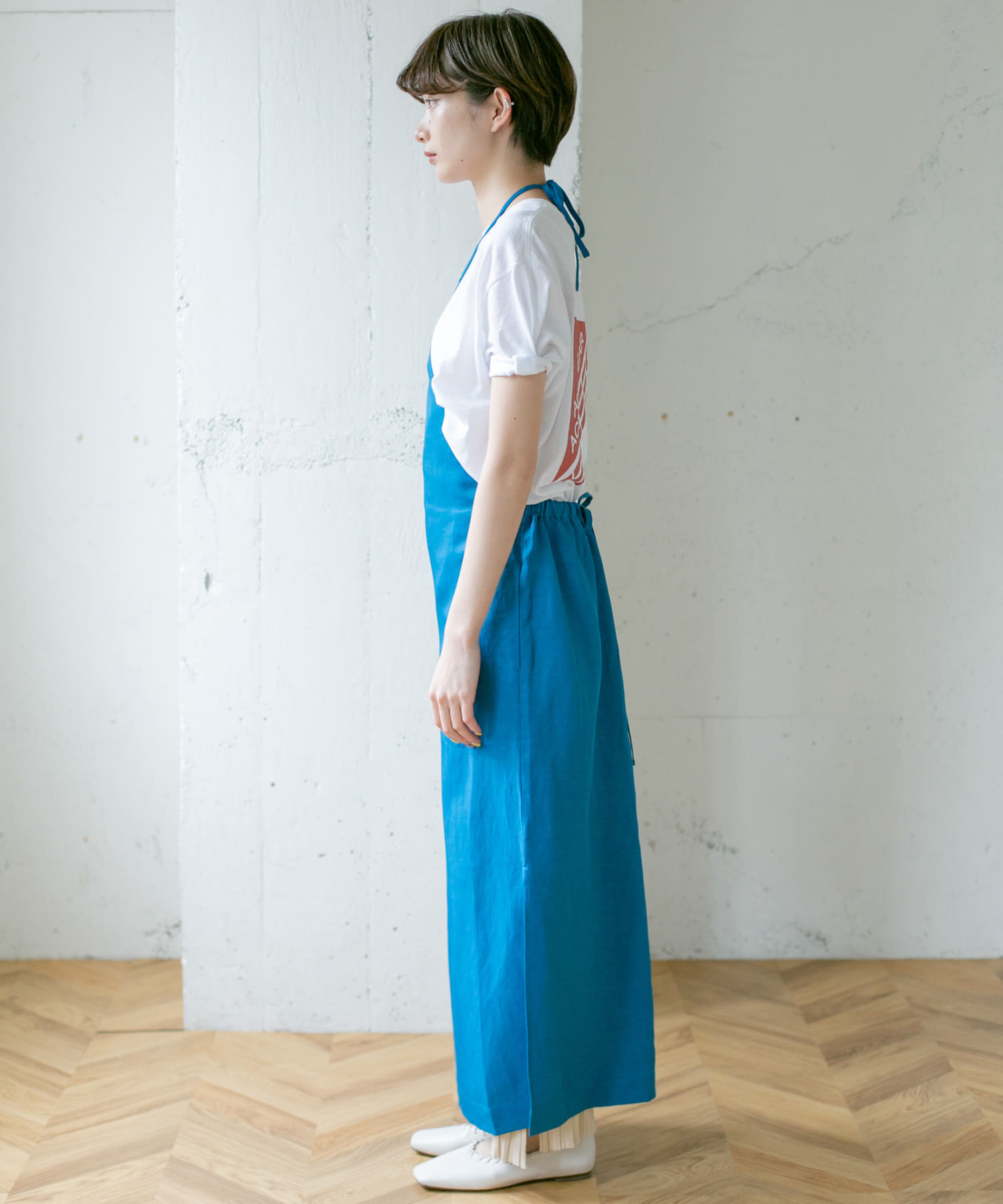 エプロンネックワンピース∴ BLUE one