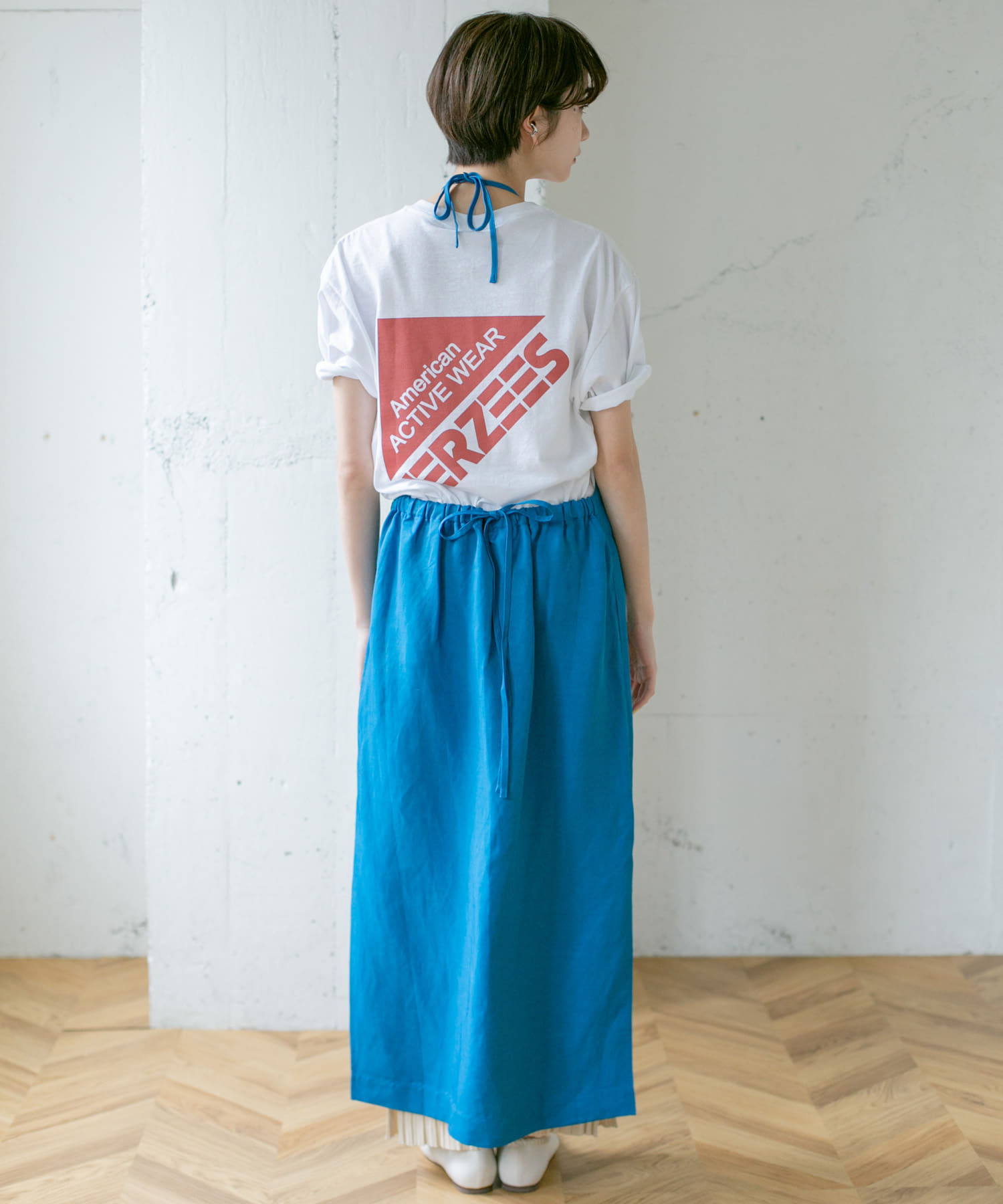 エプロンネックワンピース∴ BLUE one