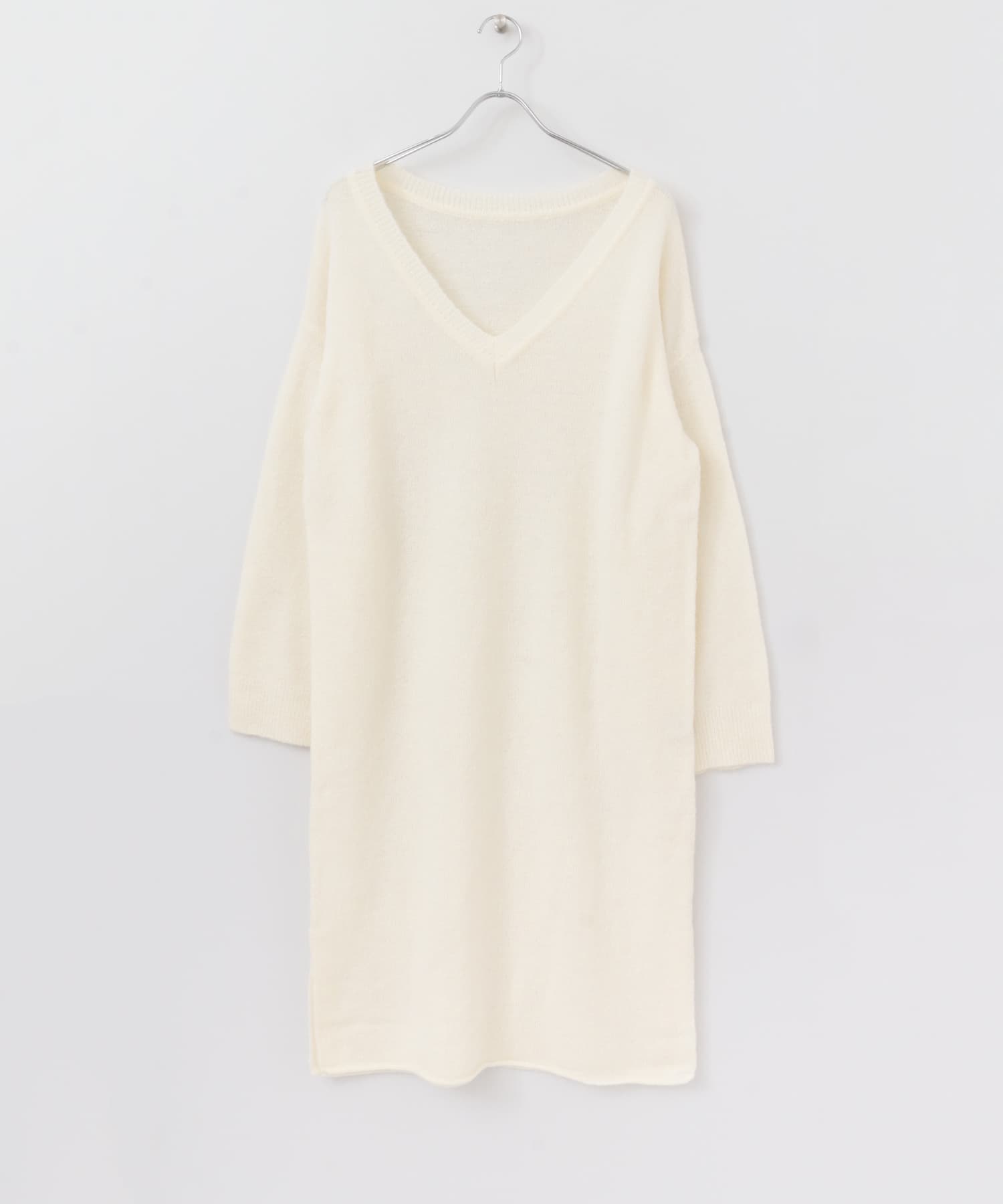 2WAYボタンスリーブニットワンピース∴ OFF one
