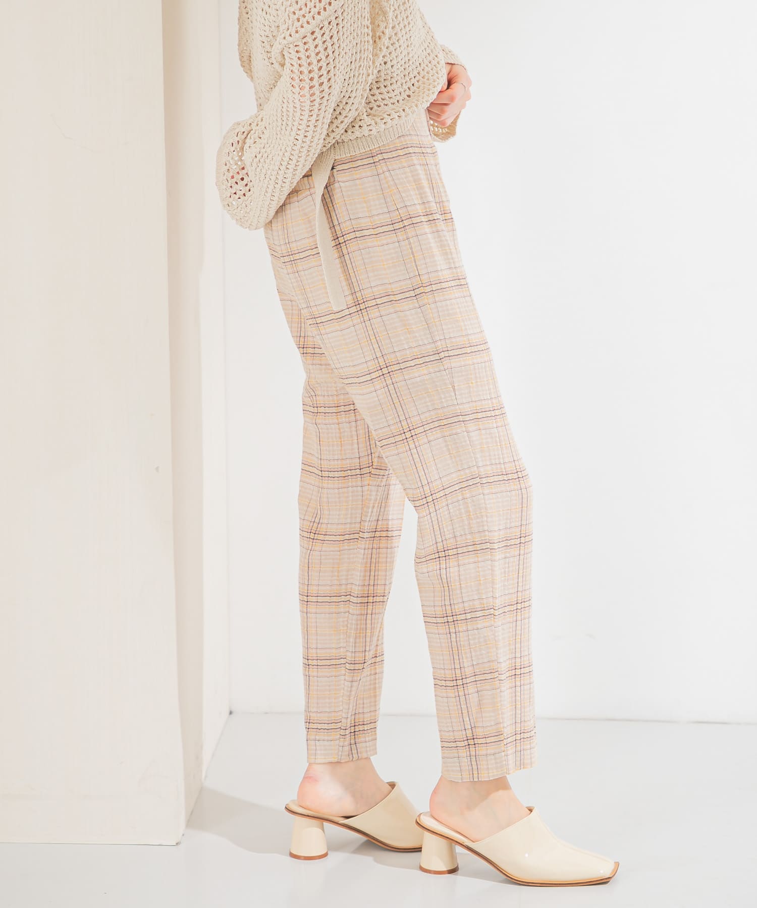 シアーチェックパンツ BEIGE×CCL 36