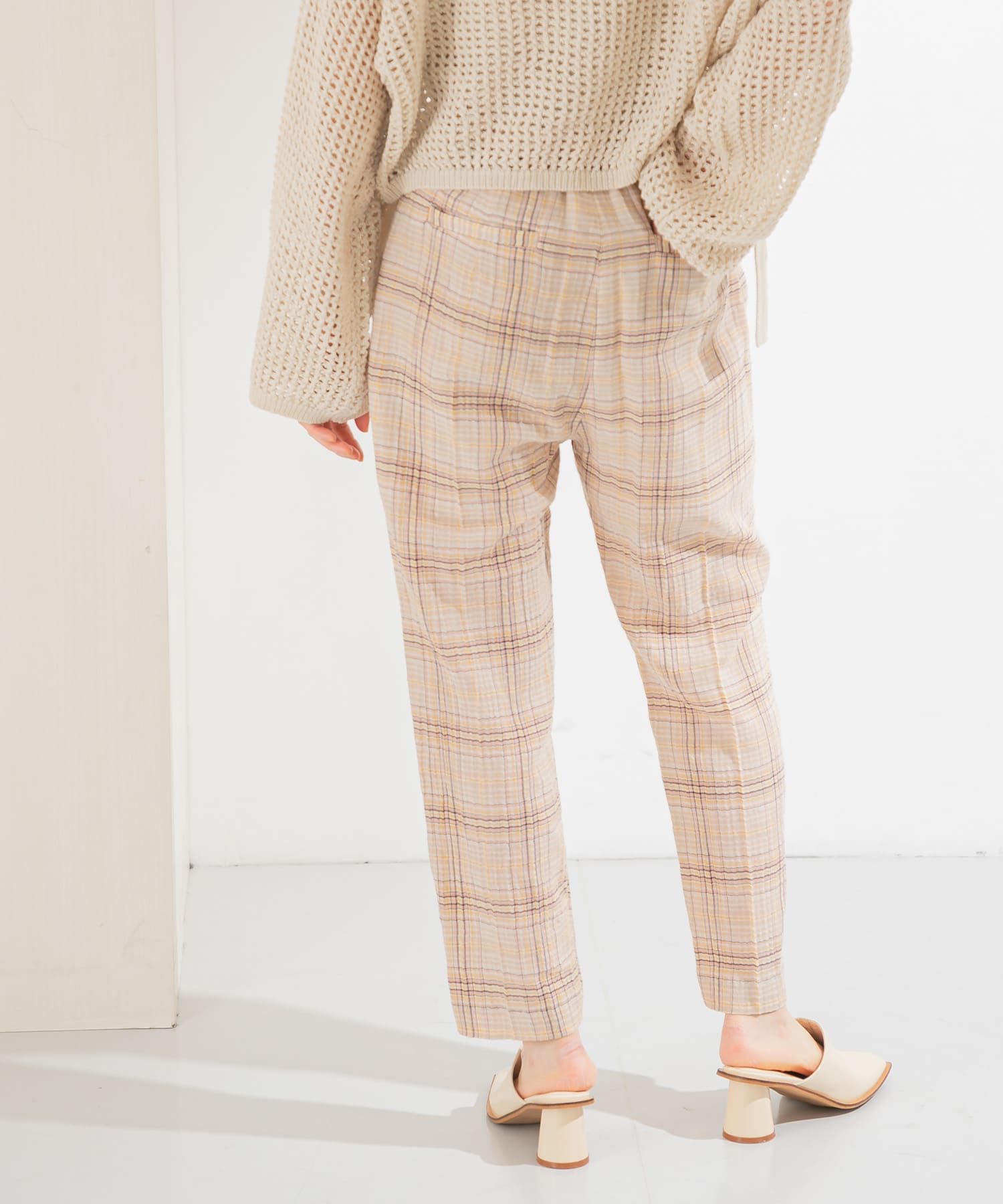 シアーチェックパンツ BEIGE×CCL 36