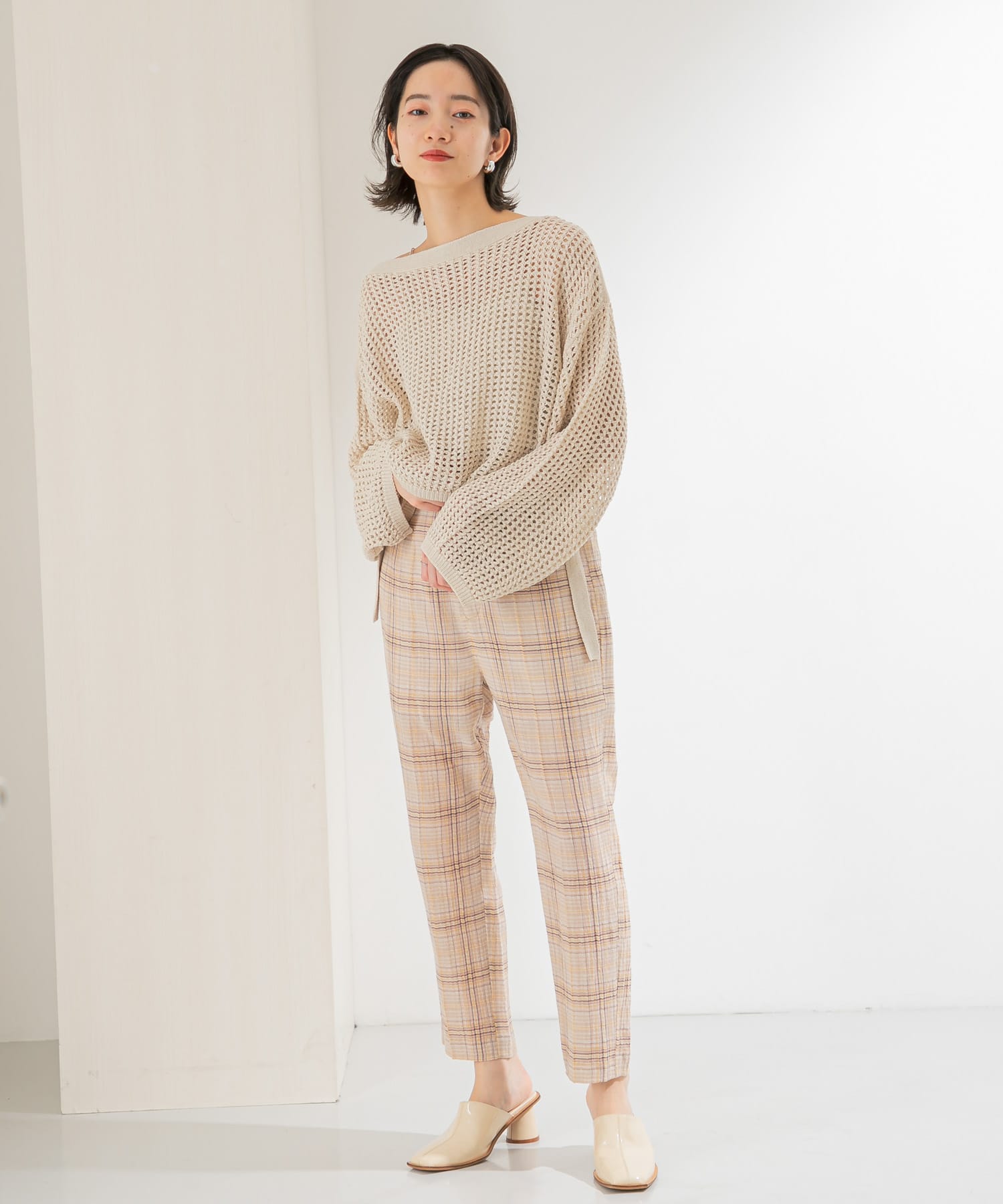 シアーチェックパンツ BEIGE×CCL 36