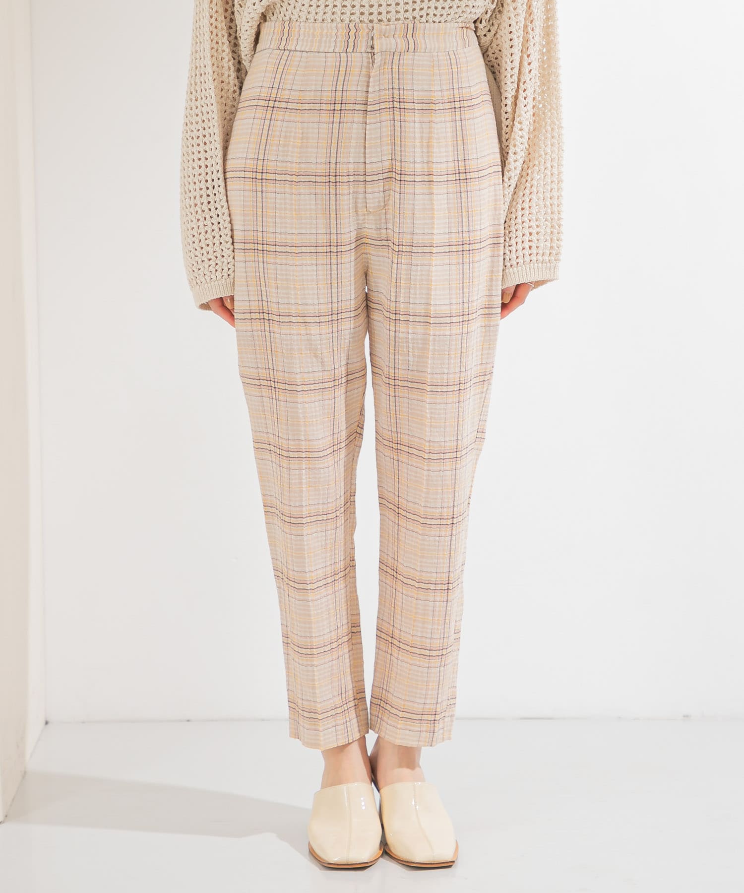 シアーチェックパンツ BEIGE×CCL 36