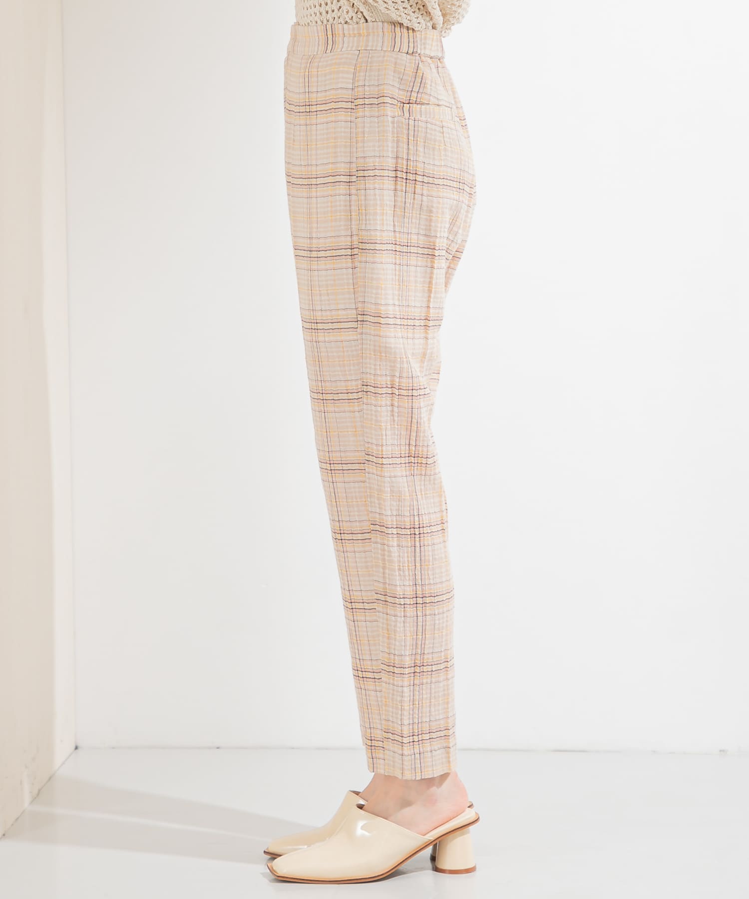 シアーチェックパンツ BEIGE×CCL 36
