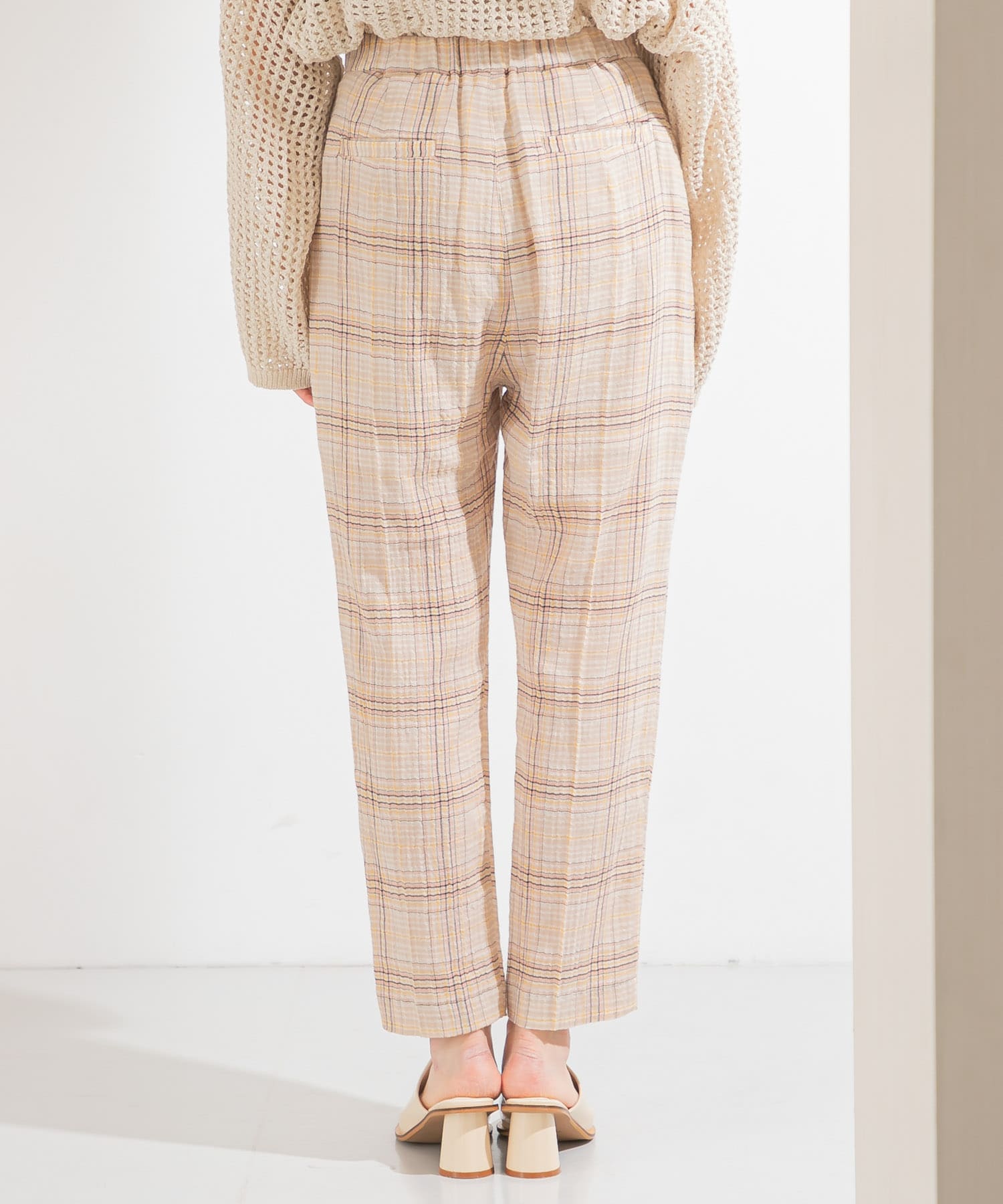 シアーチェックパンツ BEIGE×CCL 36