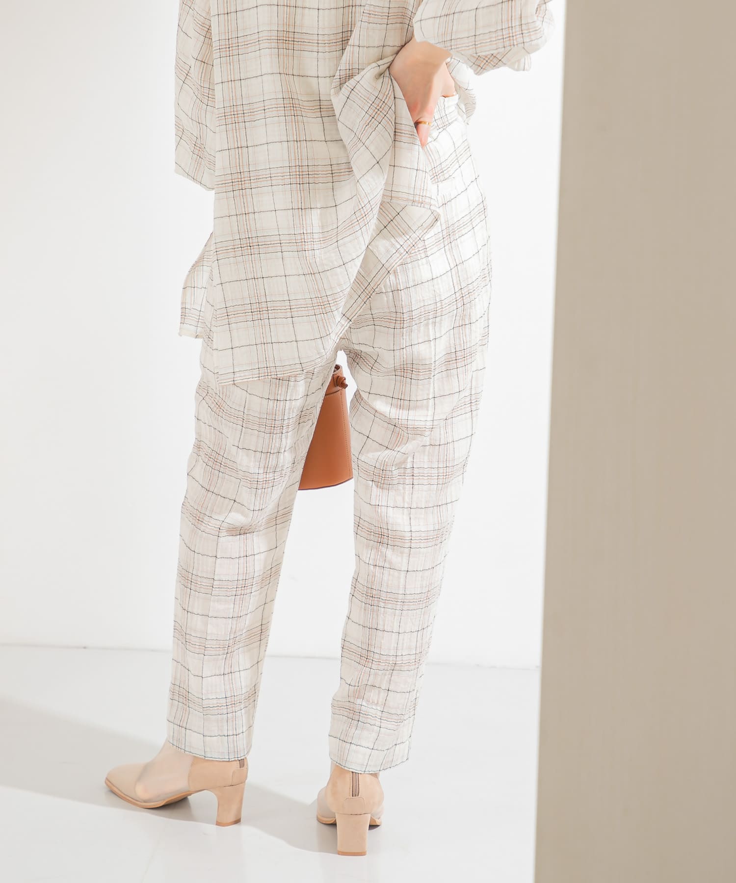 シアーチェックパンツ OFF×BROWN 36
