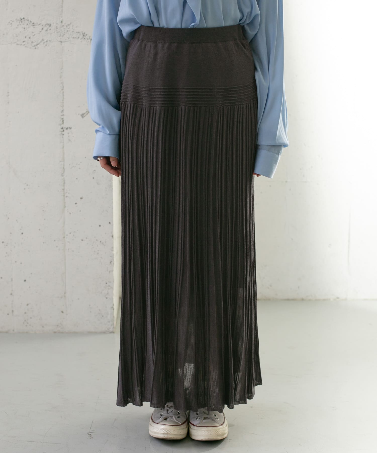 プリーツRIBニットスカート CHARCOAL one