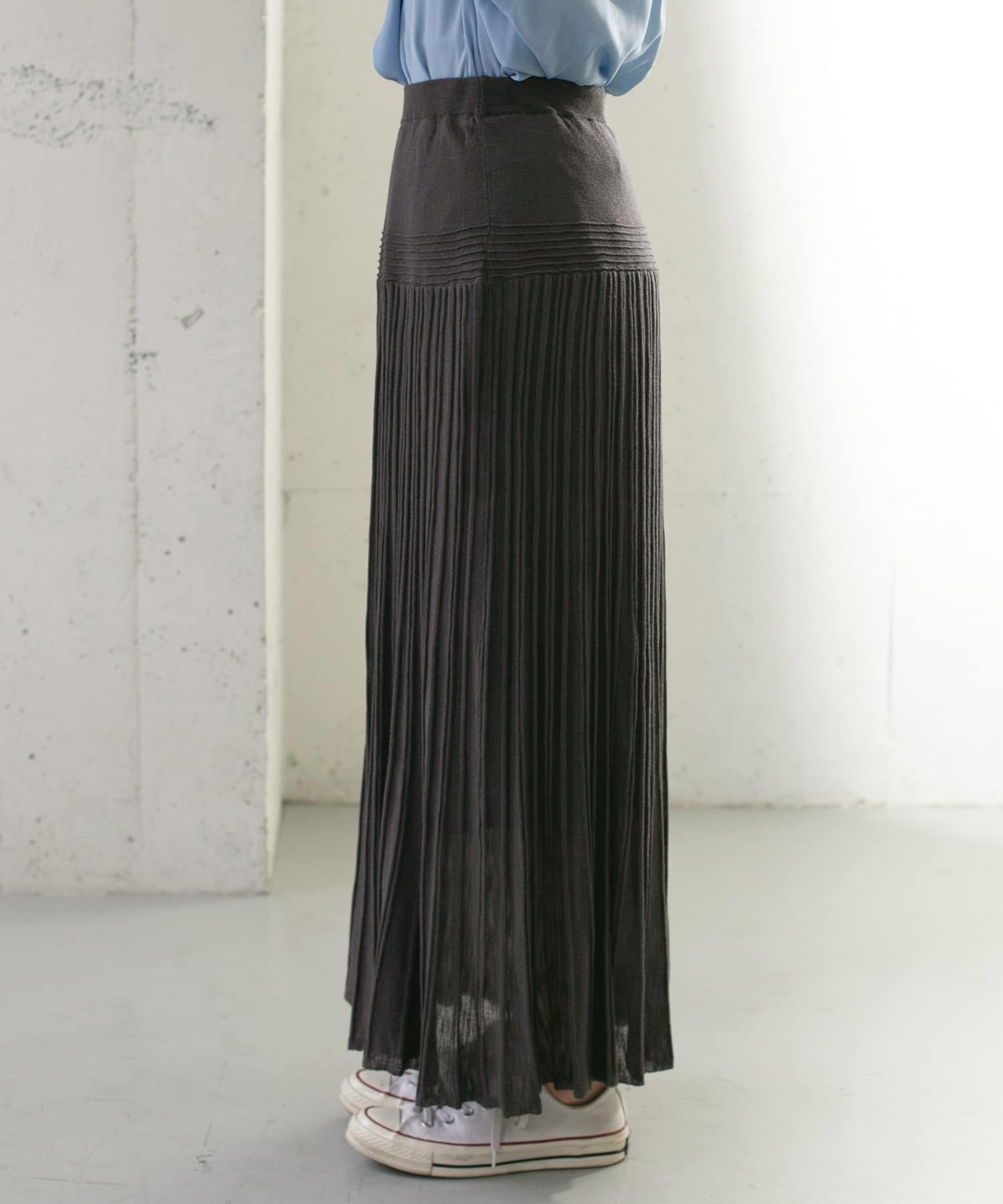 プリーツRIBニットスカート CHARCOAL one