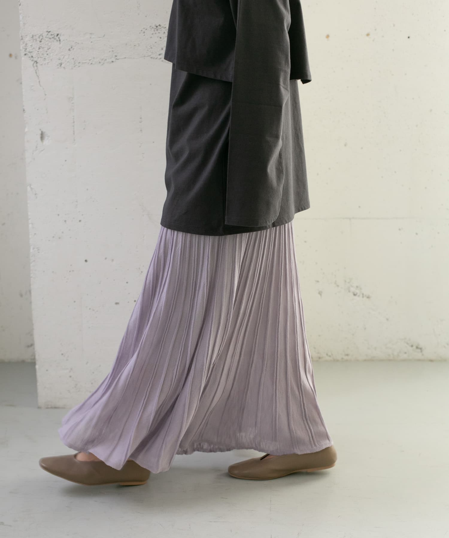 プリーツRIBニットスカート