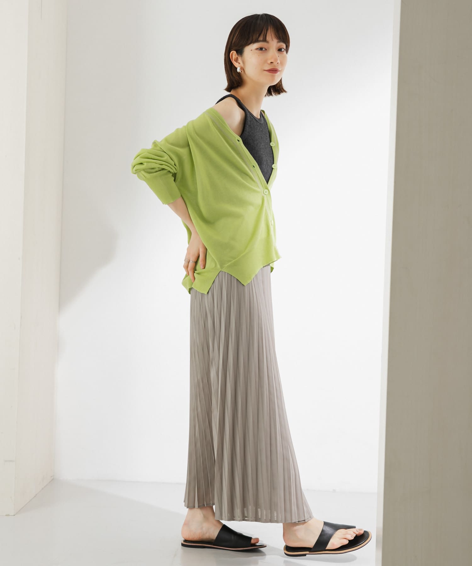 シアーラッププリーツスカート GREIGE one