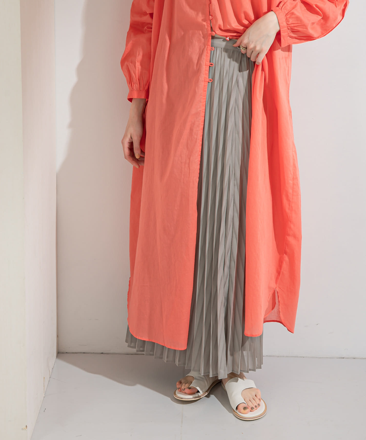 シアーラッププリーツスカート GREIGE one