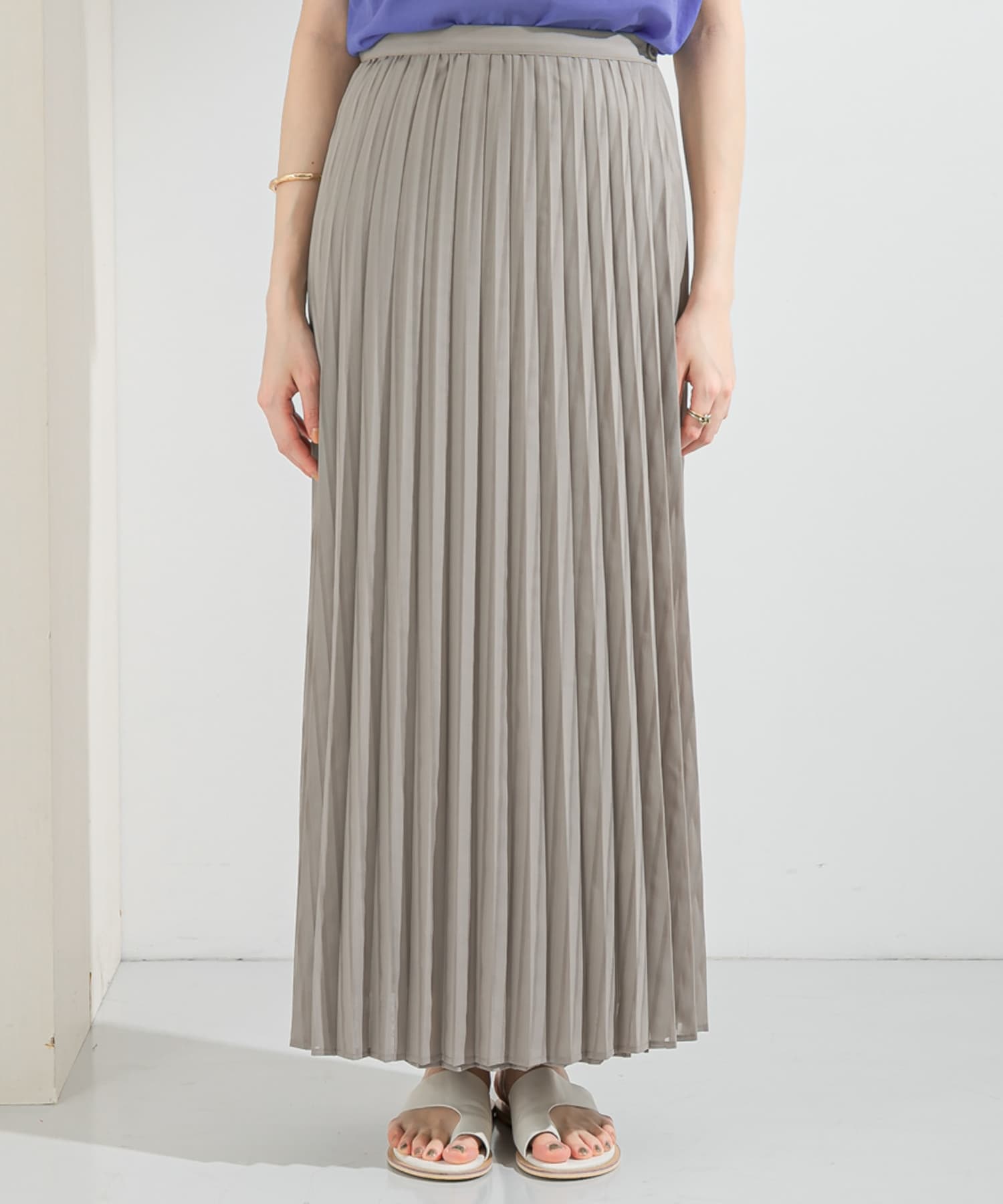 シアーラッププリーツスカート GREIGE one