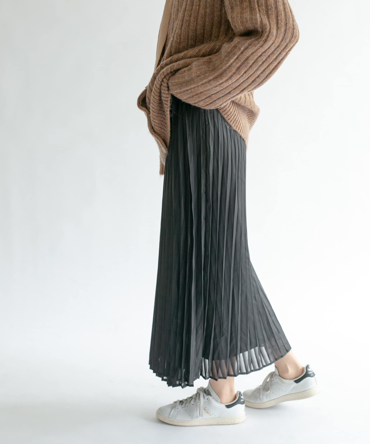 シアーラッププリーツスカート BLACK one
