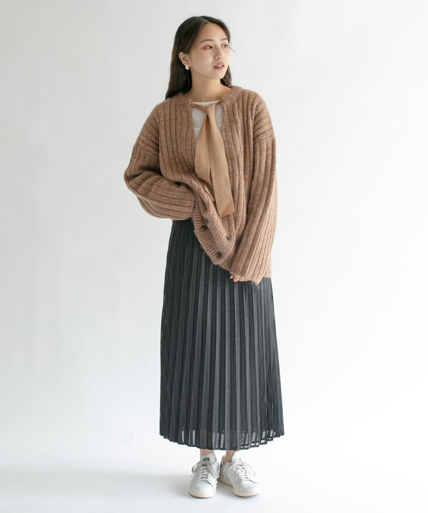 シアーラッププリーツスカート BLACK one
