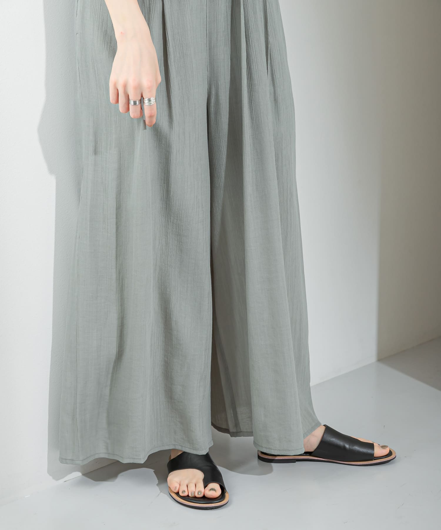 シアーコールワイドキャミサロペット FOG GREEN one