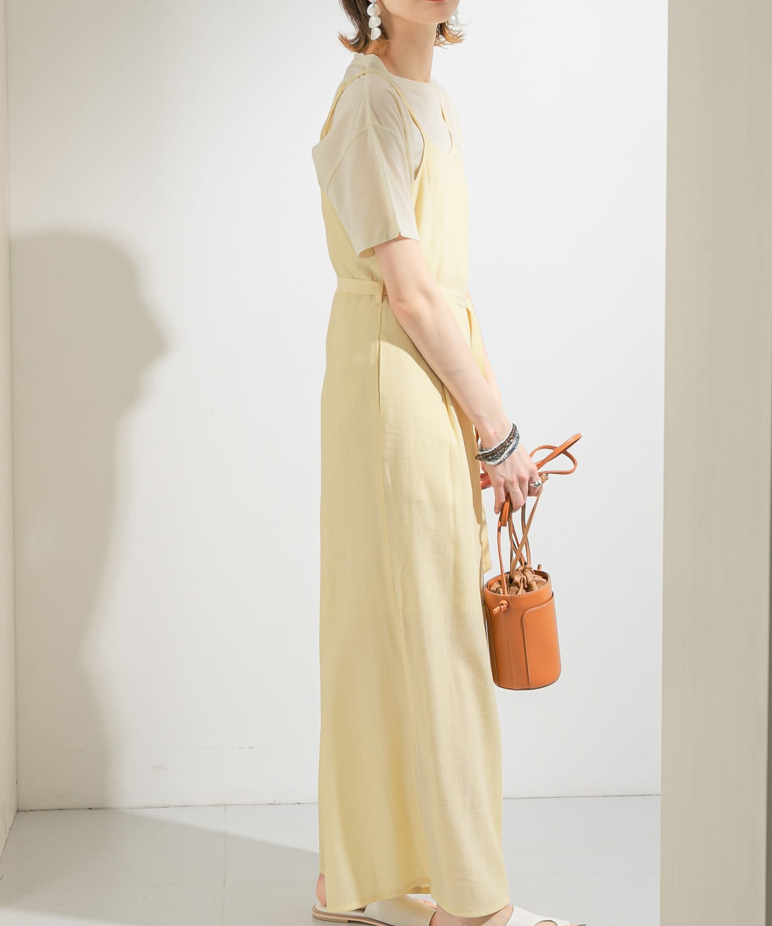 シアーコールワイドキャミサロペット YELLOW one