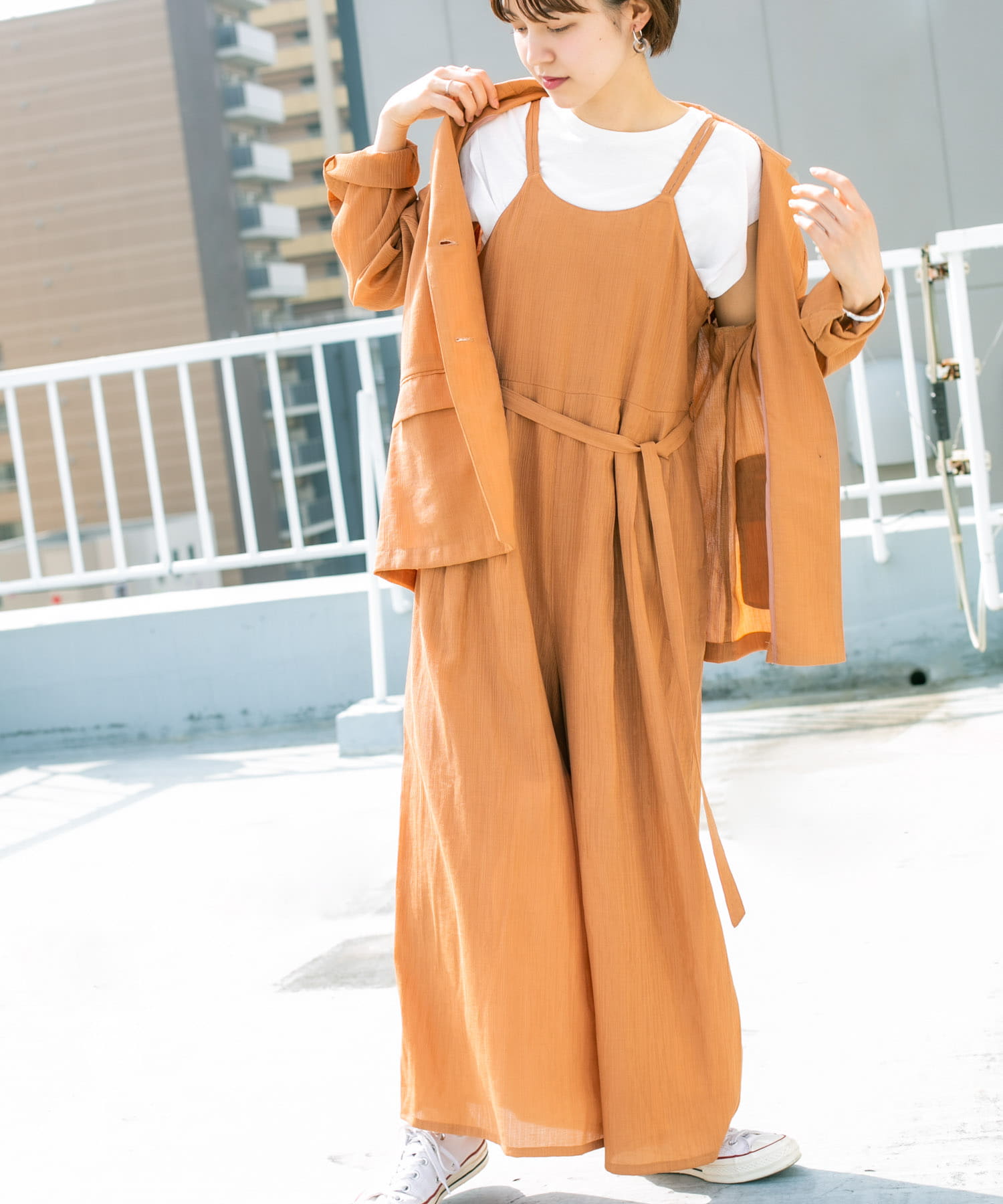 シアーコールワイドキャミサロペット